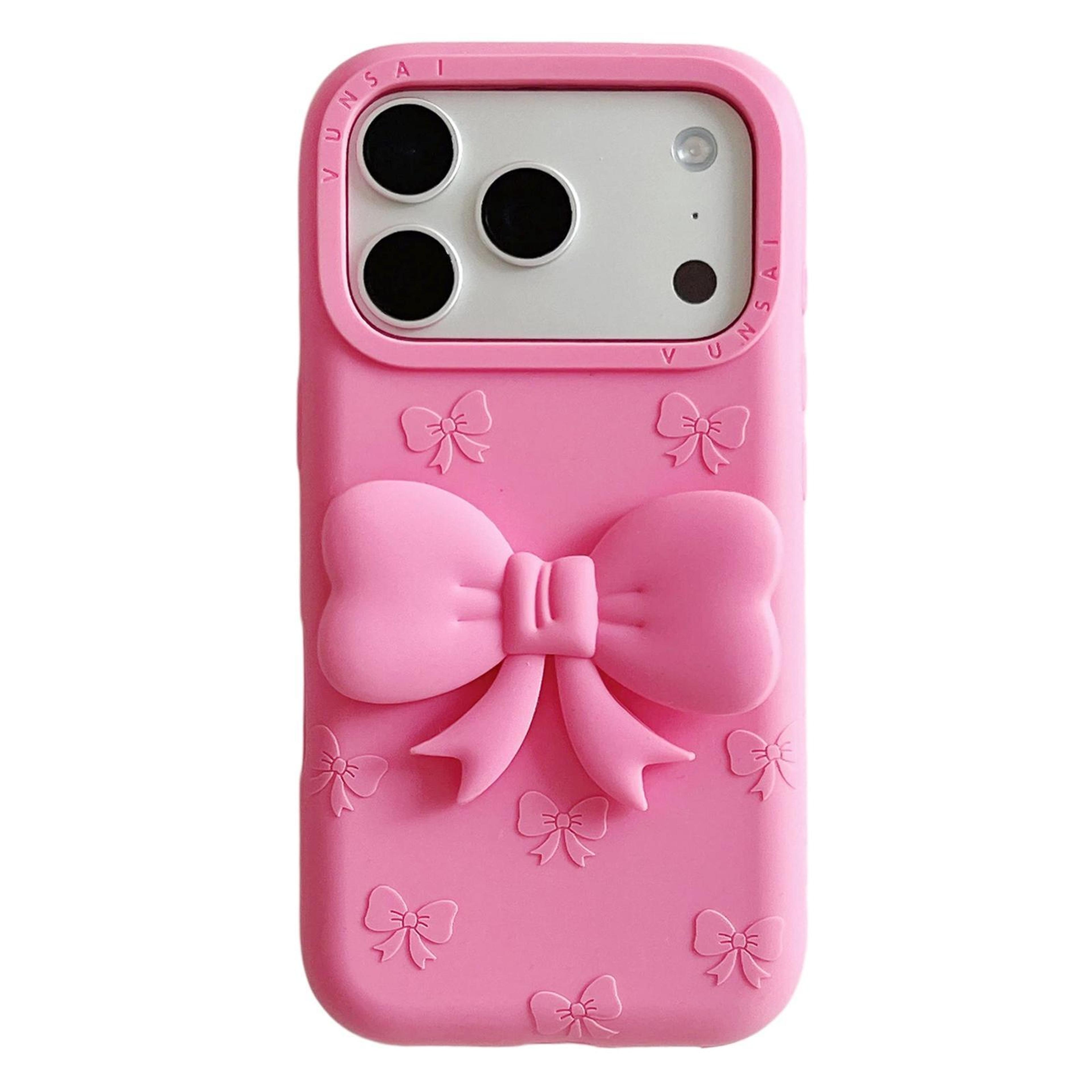 cute 3d bow iphone 18 pro silicone case with hands-free stand