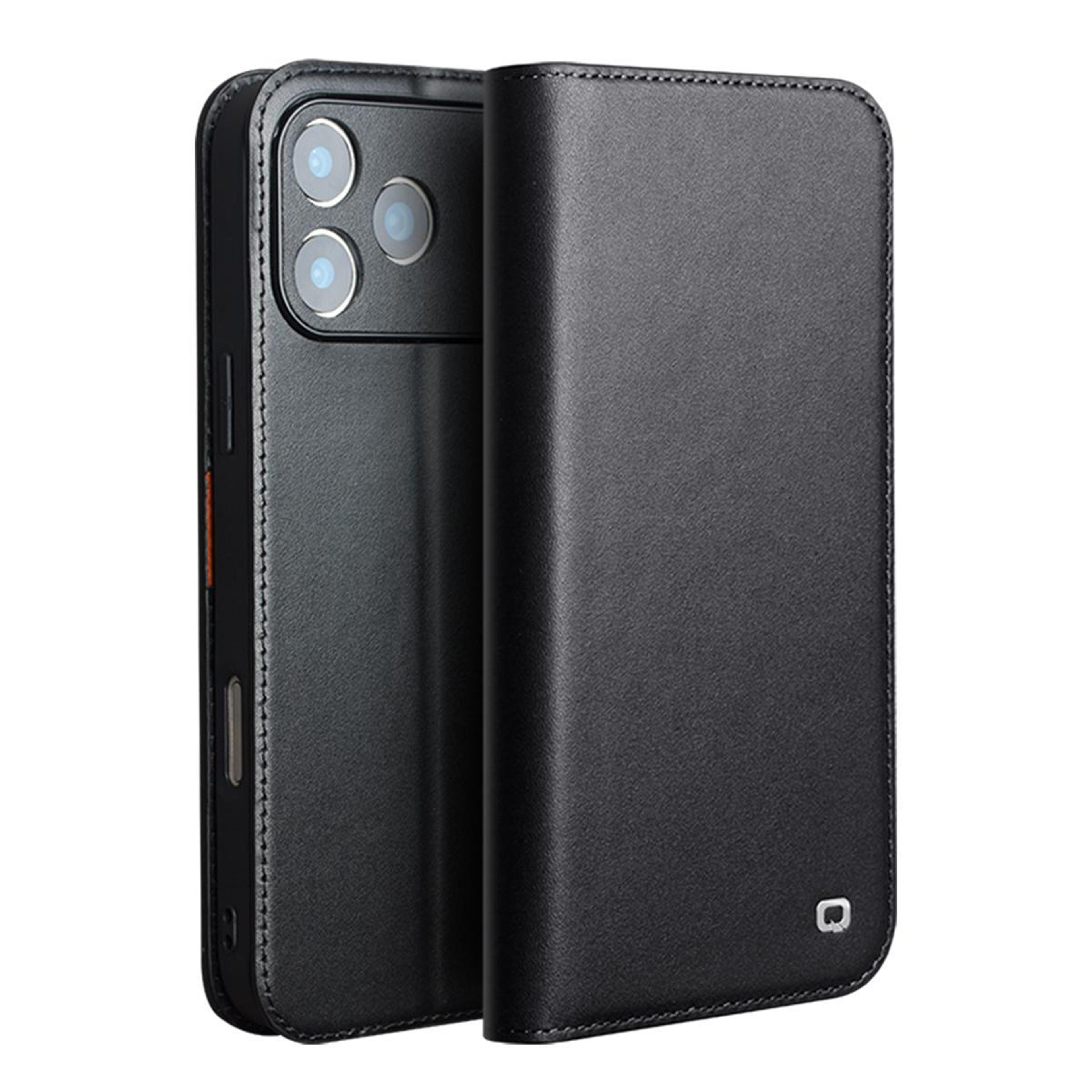 qialino classic gen2 iphone 18 pro genuine leather case with slim grip protection