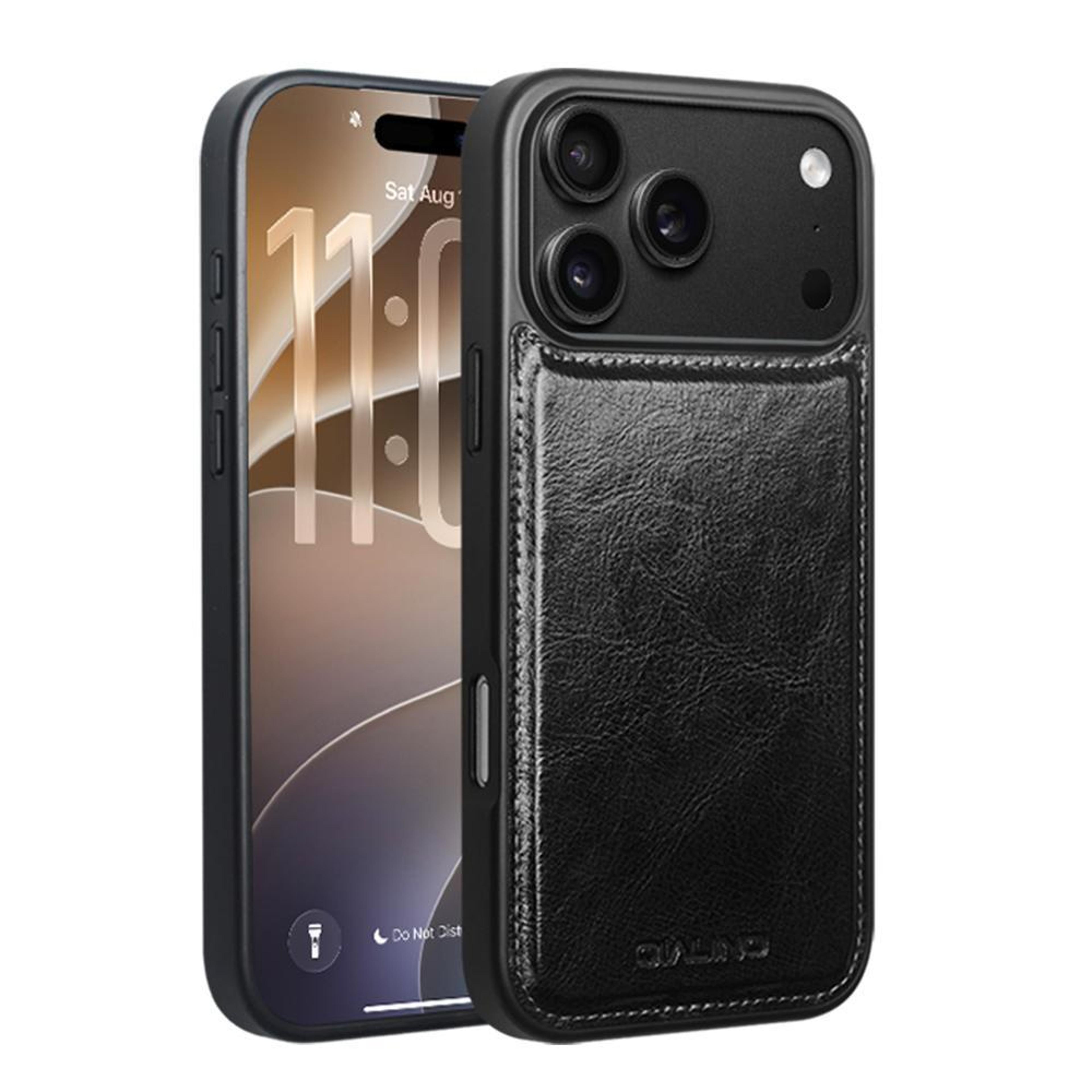 qialino genuine leather iphone 18 pro max case with slim full-wrap protection