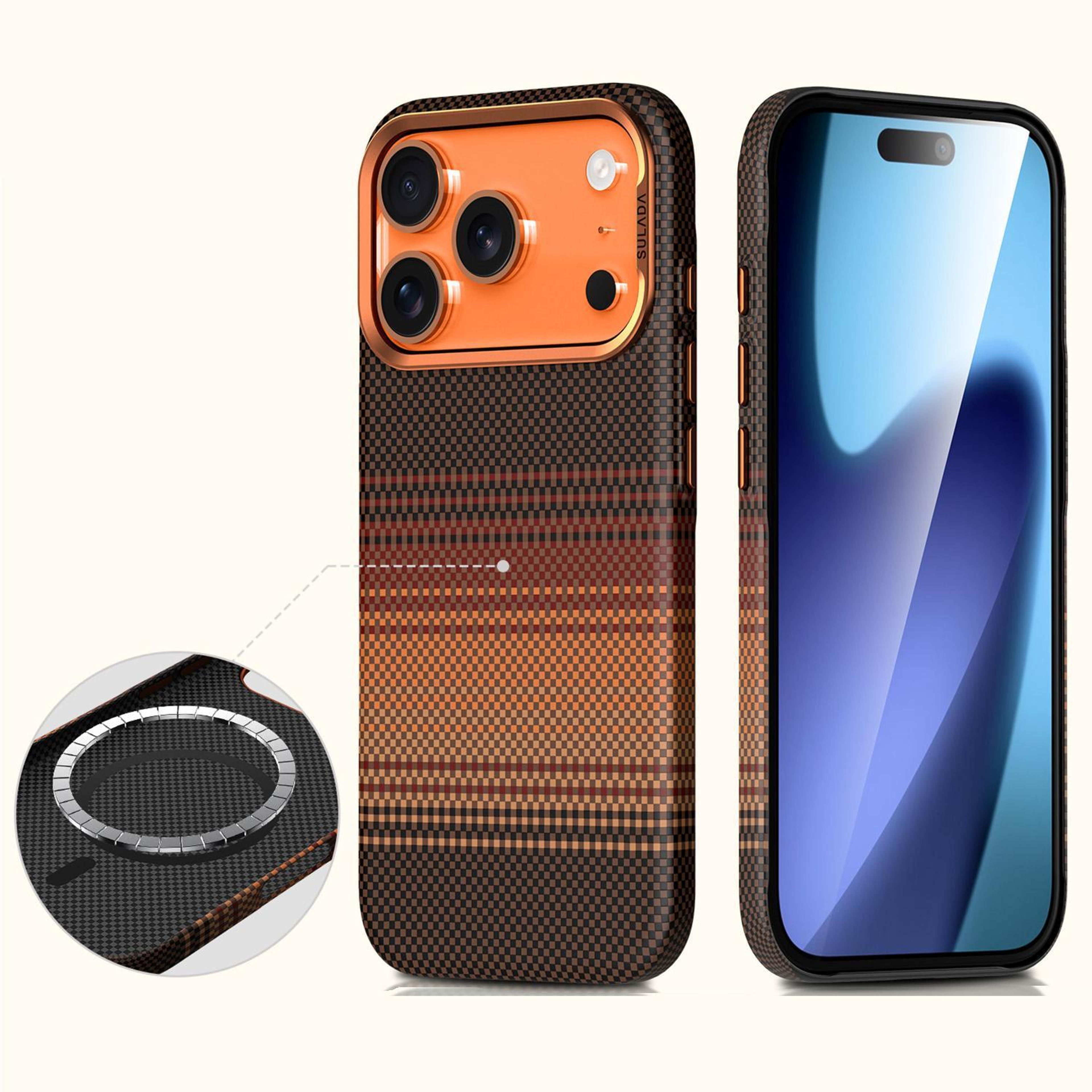 sulada iphone 18 pro case with kevlar woven leather and magnetic charging case design