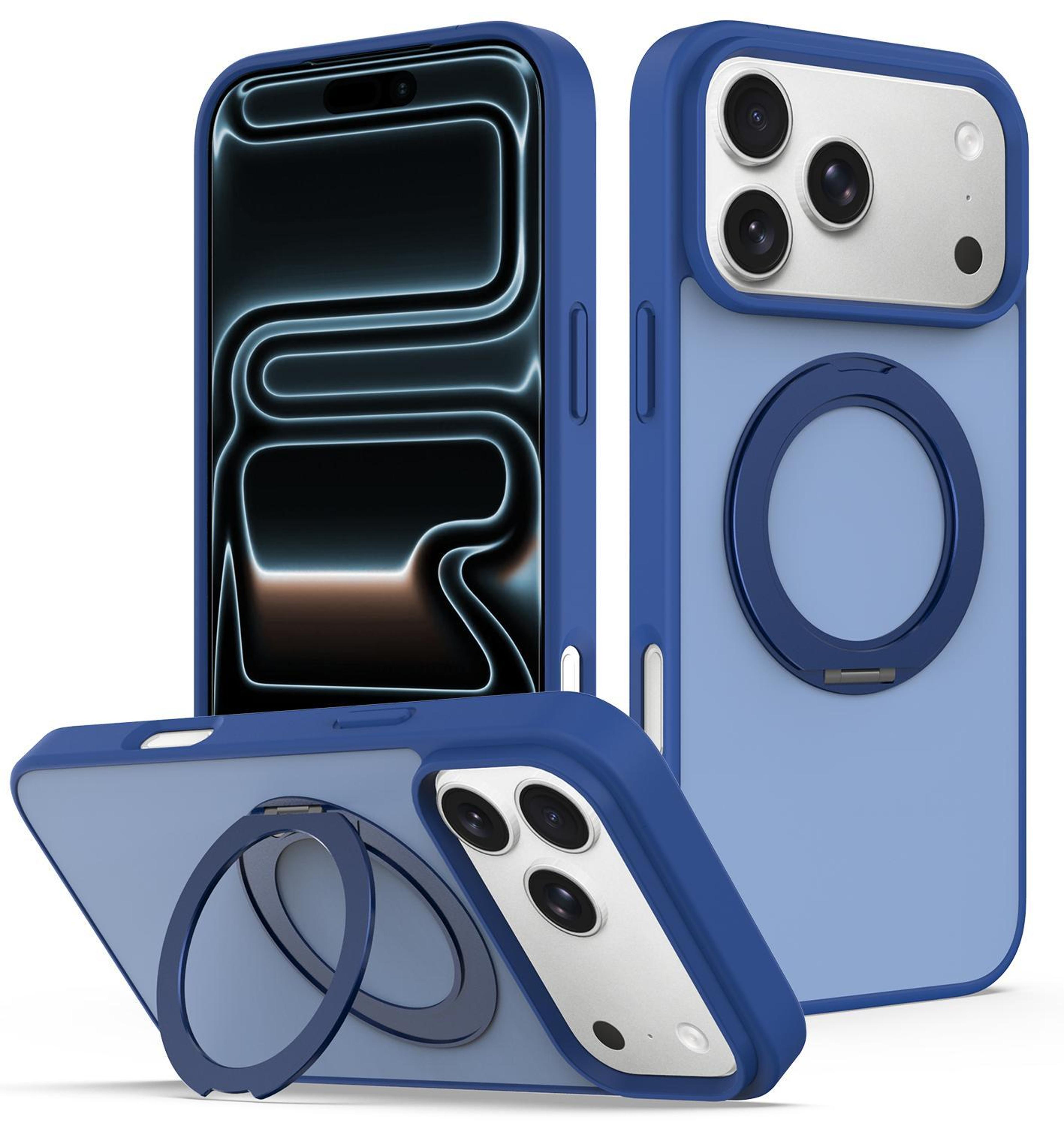 iphone 18 pro max case with 360 rotating kickstand and magnetic ring, matte protective cover