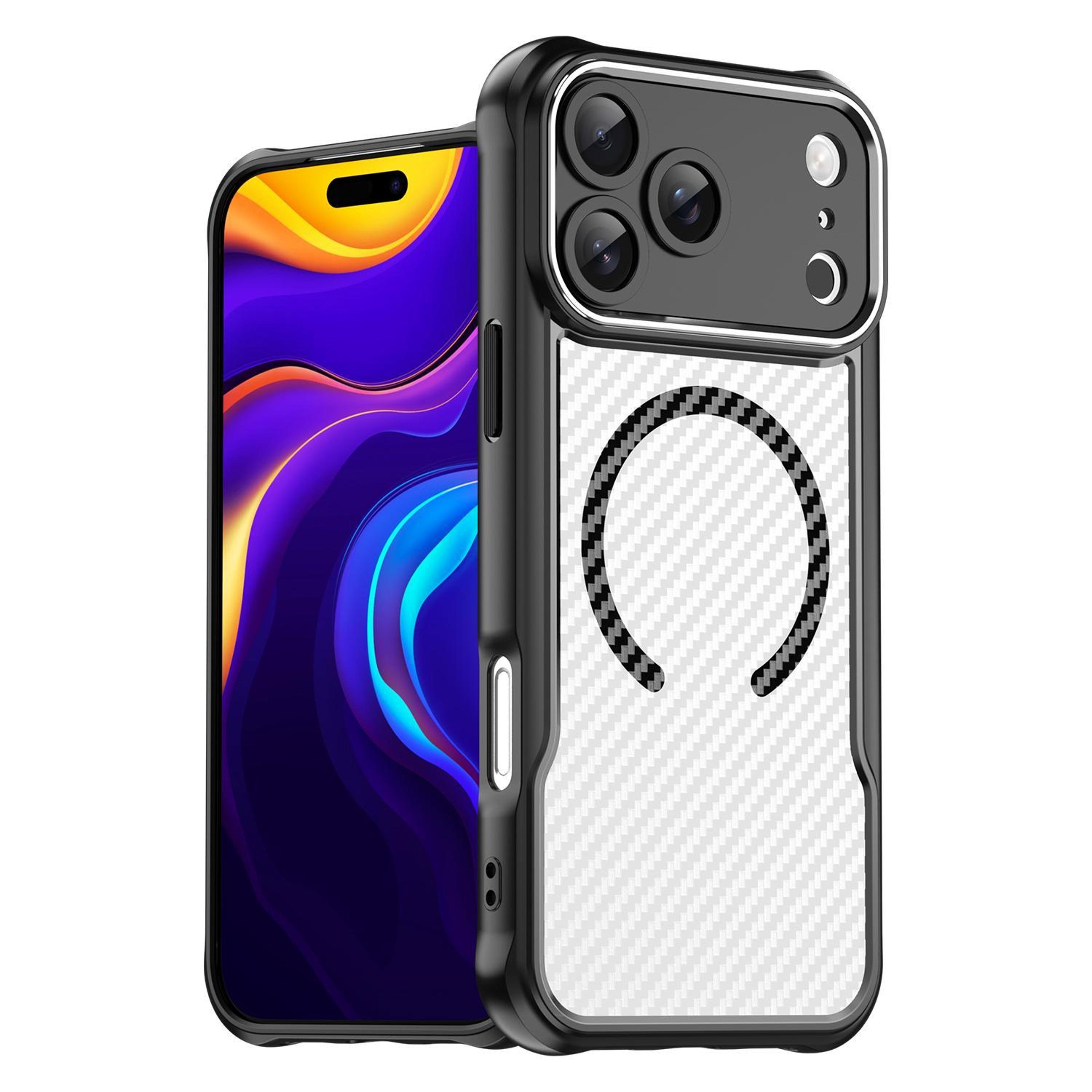 iphone 18 pro max magsafe carbon fiber translucent case with metal camera protection