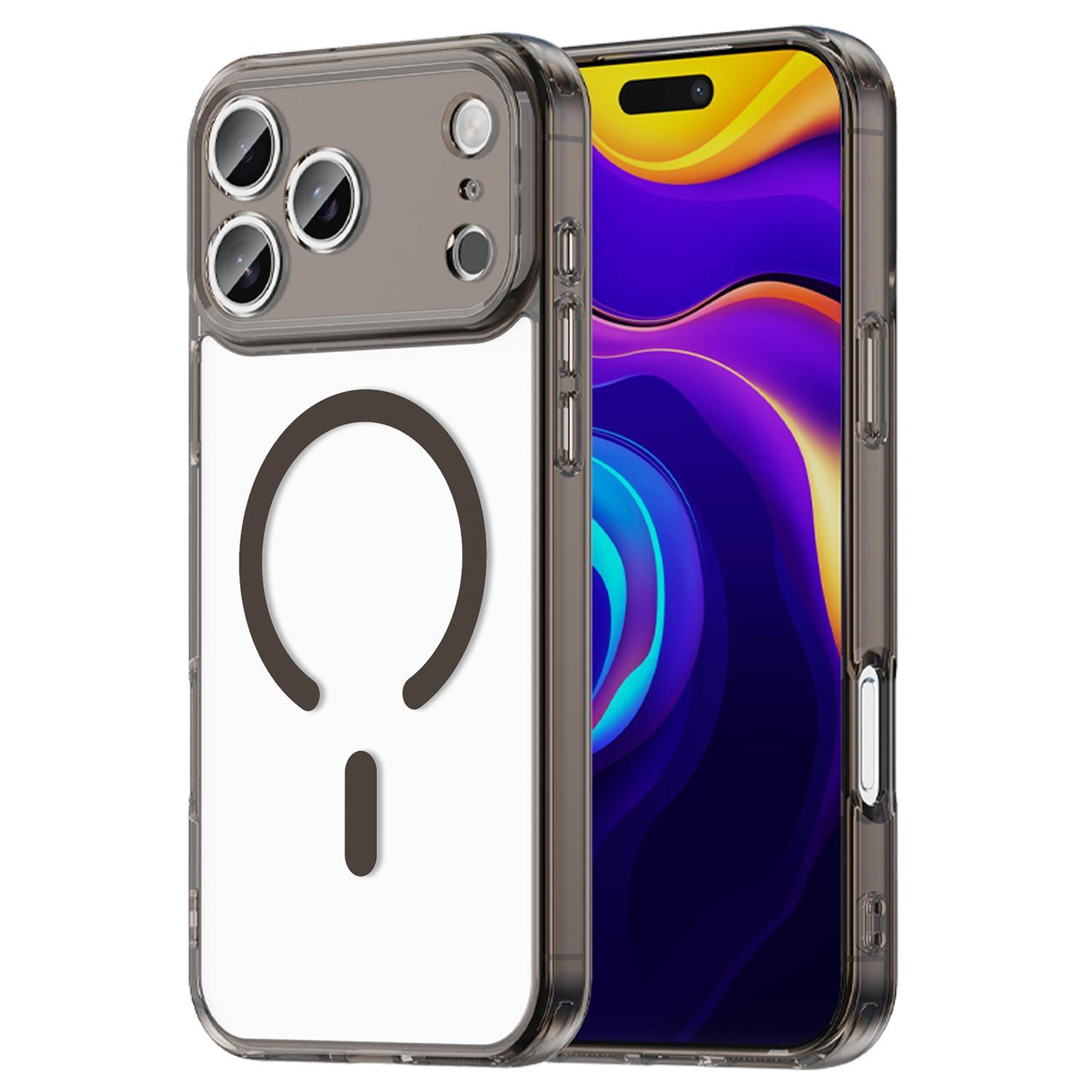 iphone 18 pro max magsafe shockproof hybrid tpu pc case – transparent black