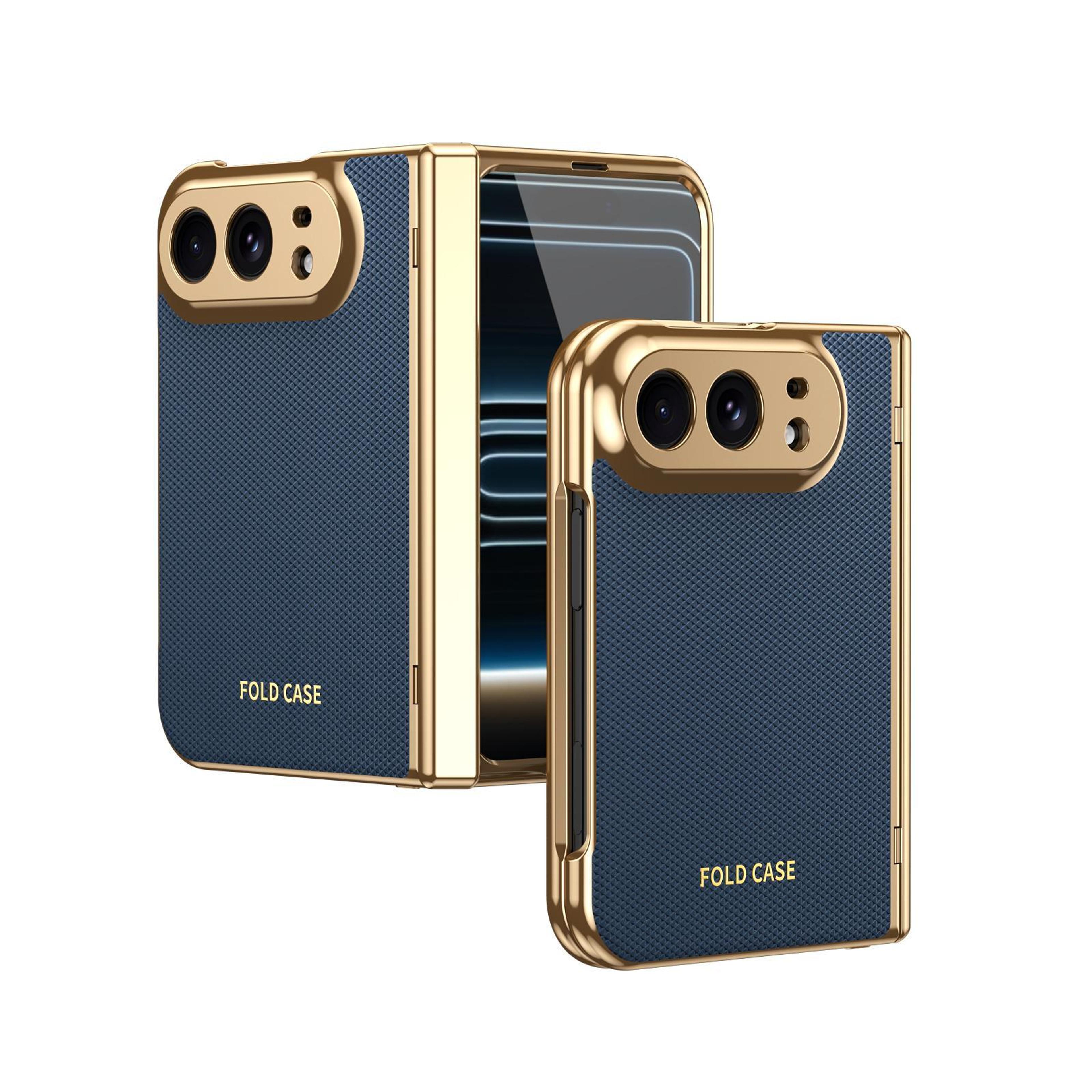 premium iphone duo case with vegan leather, tempered glass and hinge protection