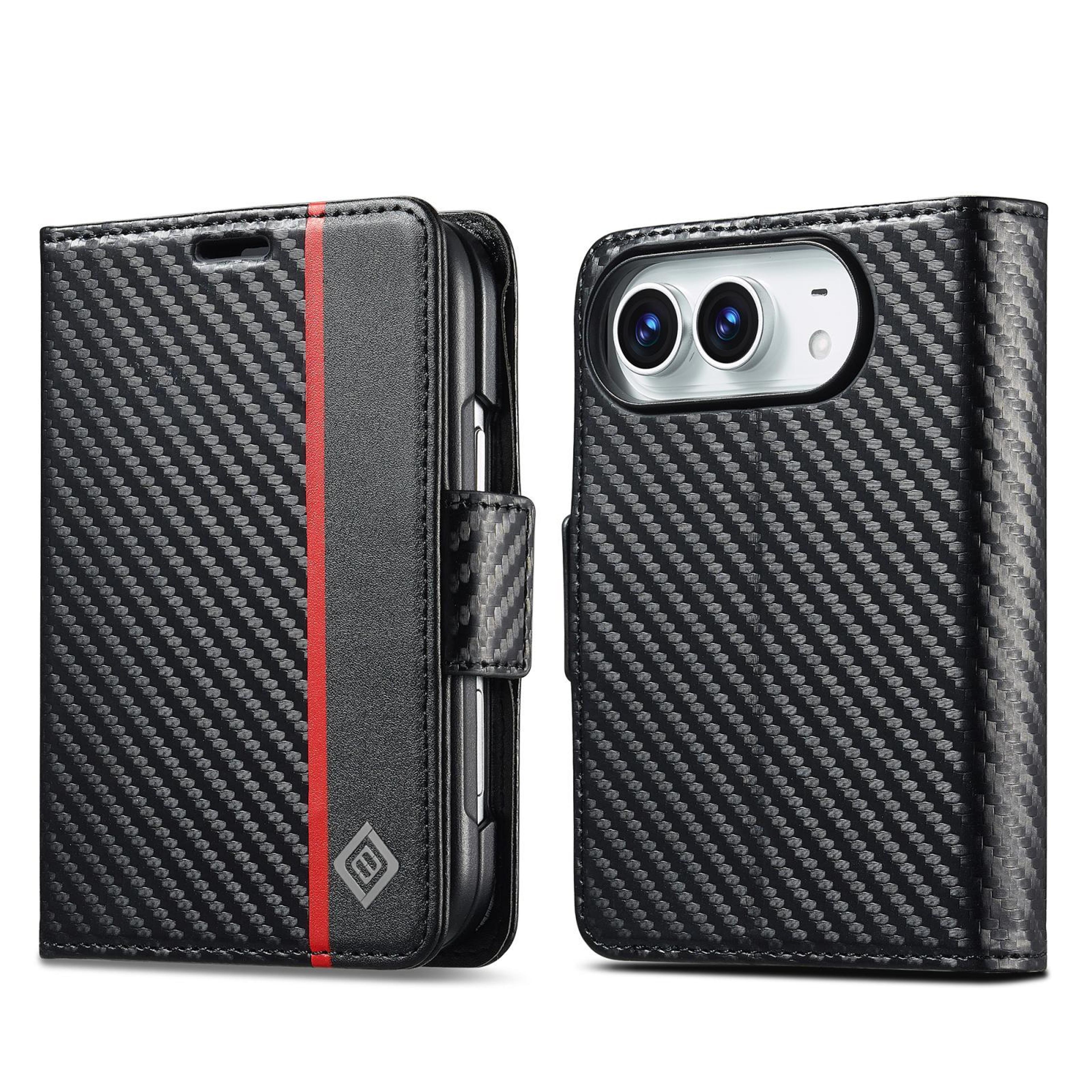 iphone duo carbon fiber leather shockproof protective case