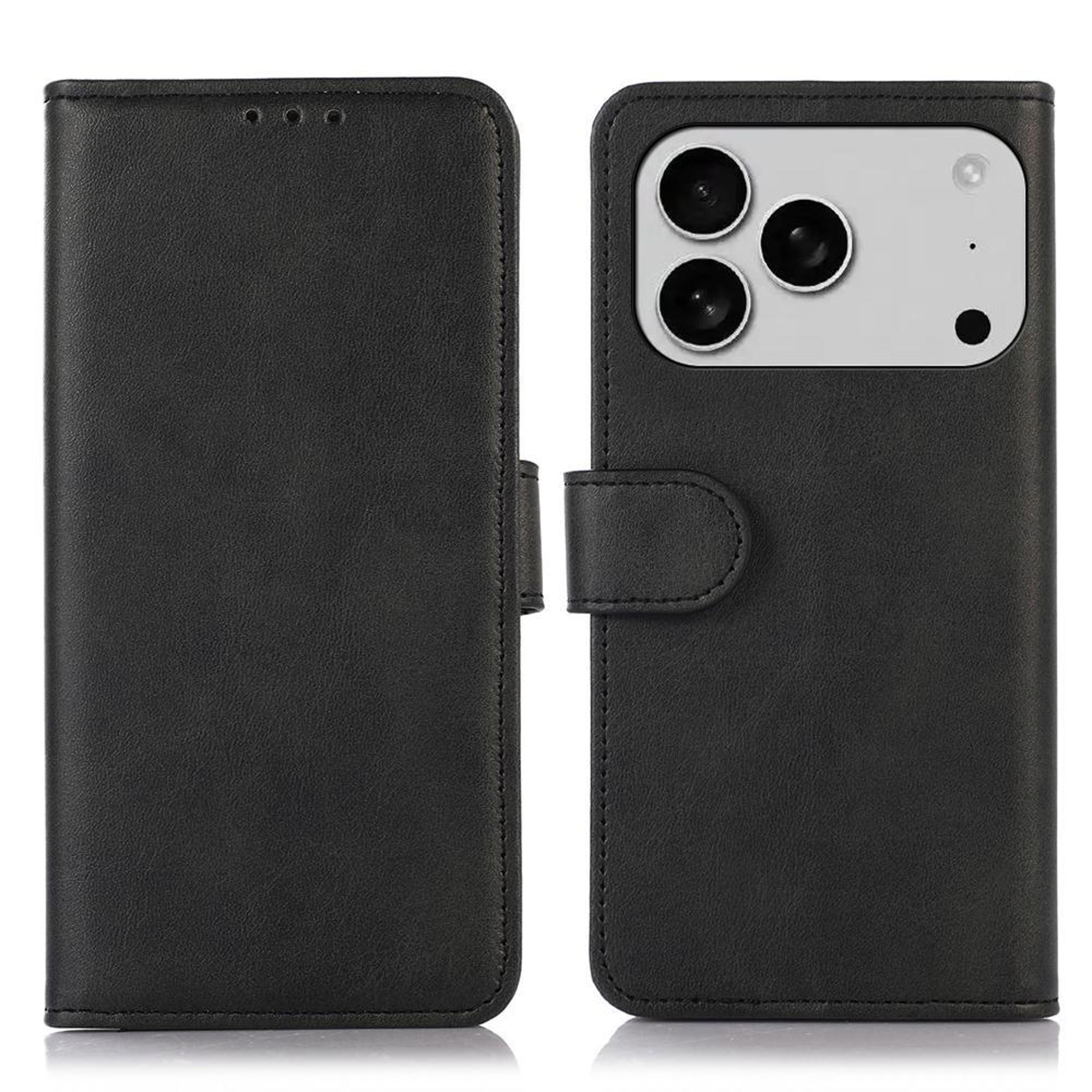 iphone 18 pro case cow texture pu leather wallet case with card holder and stand