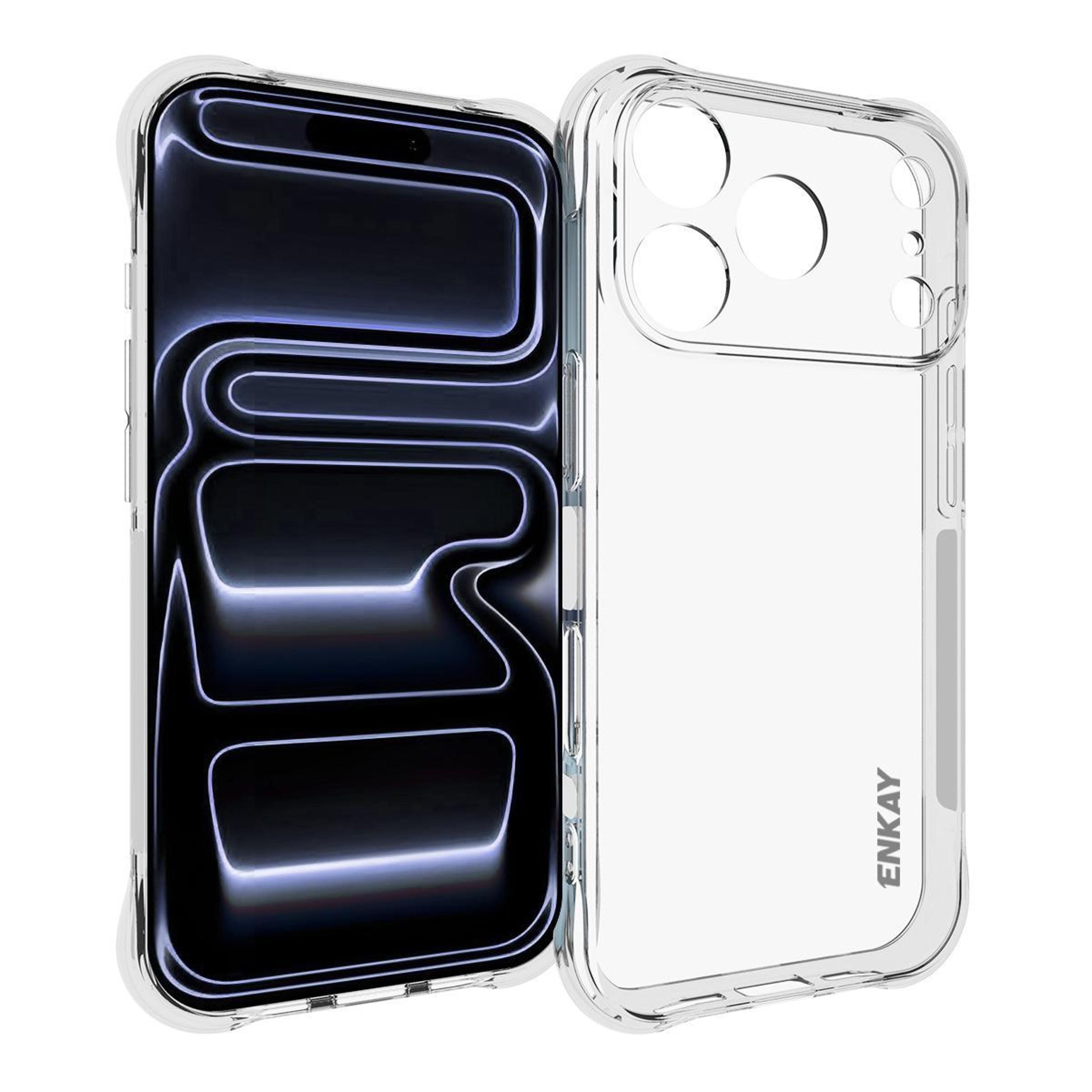 enkay hat-prince iphone 18 pro max case clear shockproof tpu cover with reinforced corners