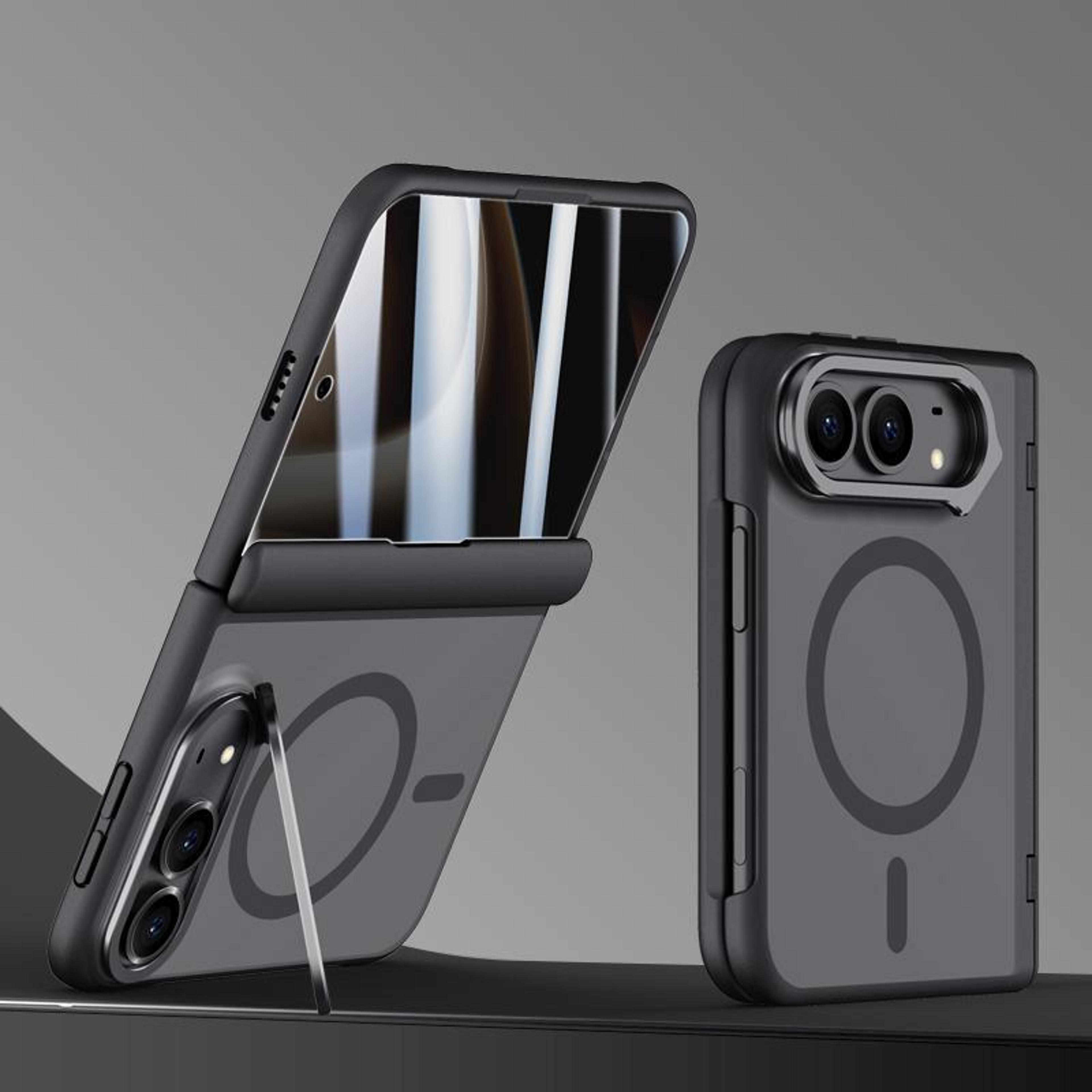 iphone duo shield armor magnetic phone case with privacy screen protector and 360° camera stand