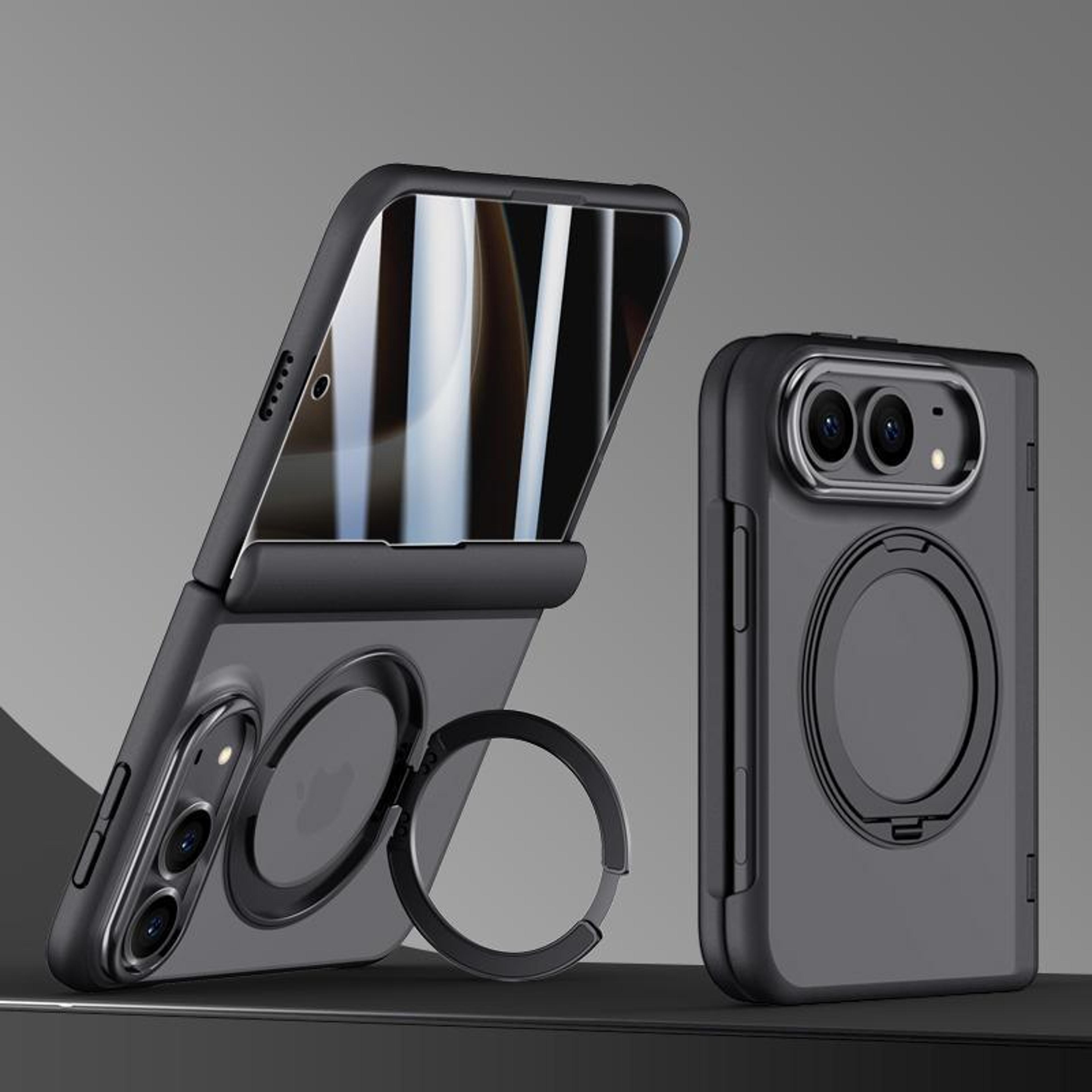 iphone duo privacy magnetic case with built-in screen protector and 360-degree rotating stand