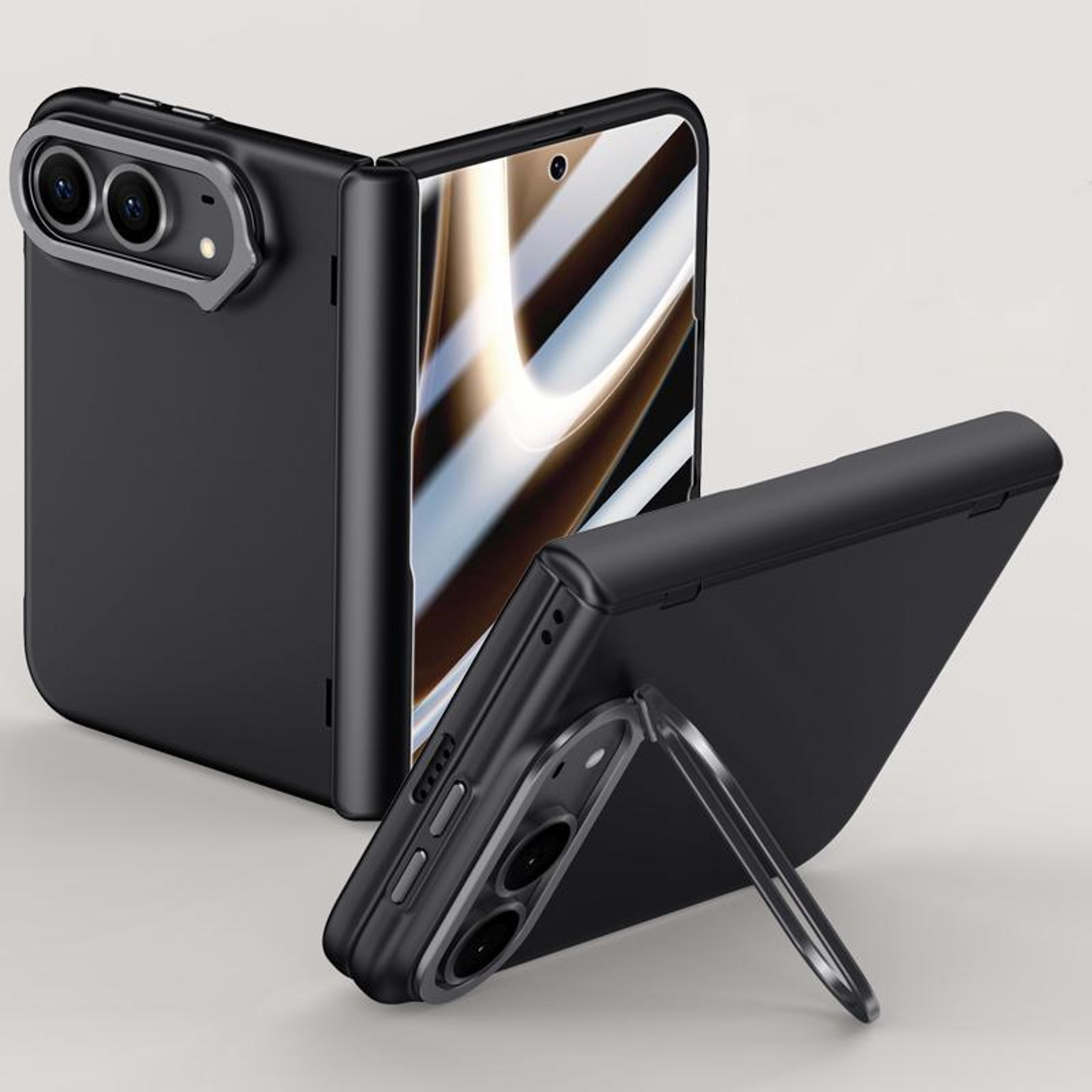 iphone duo foldable case with tempered glass screen protector and 360° rotating camera stand