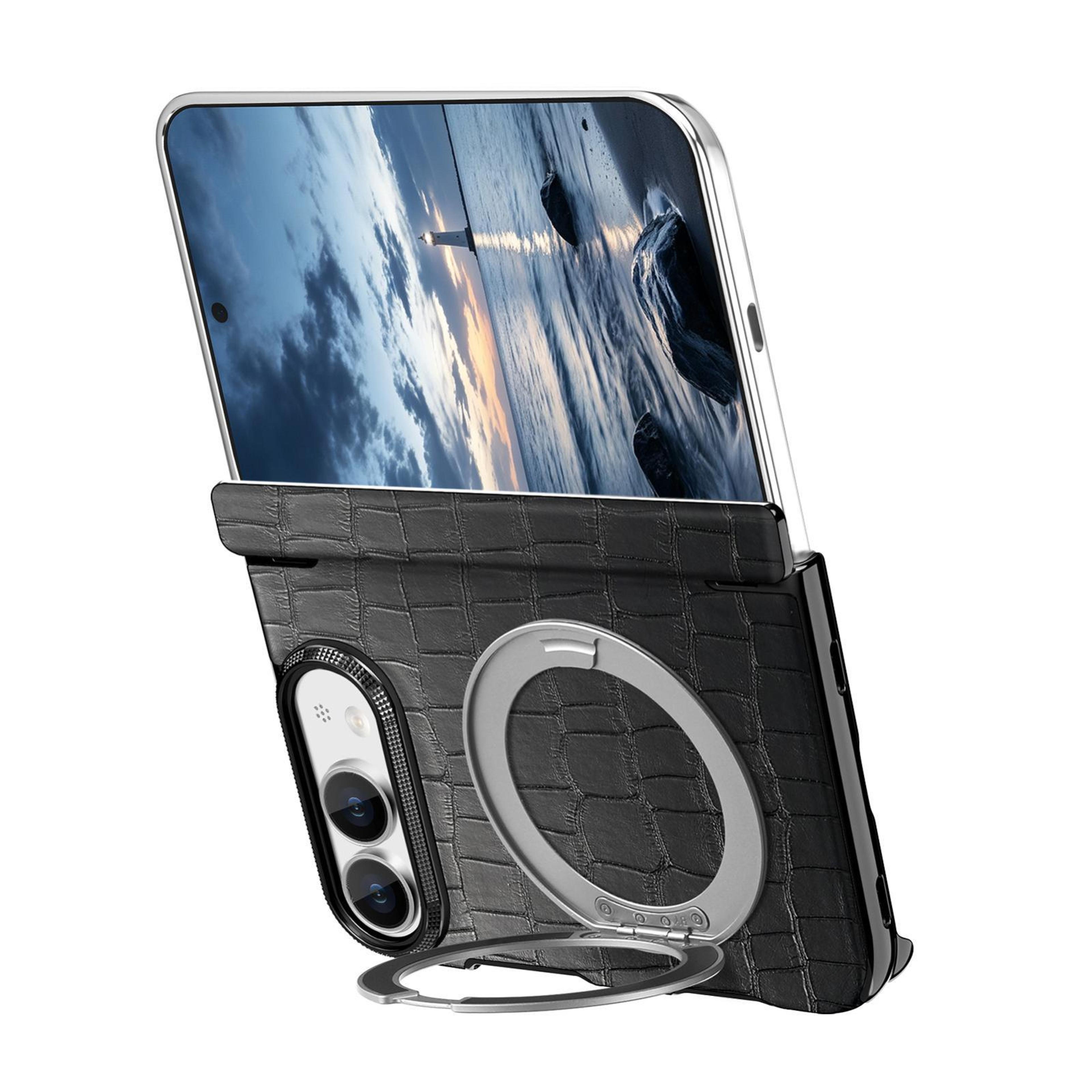 iphone duo crocodile pu leather magnetic case with 360° rotating stand