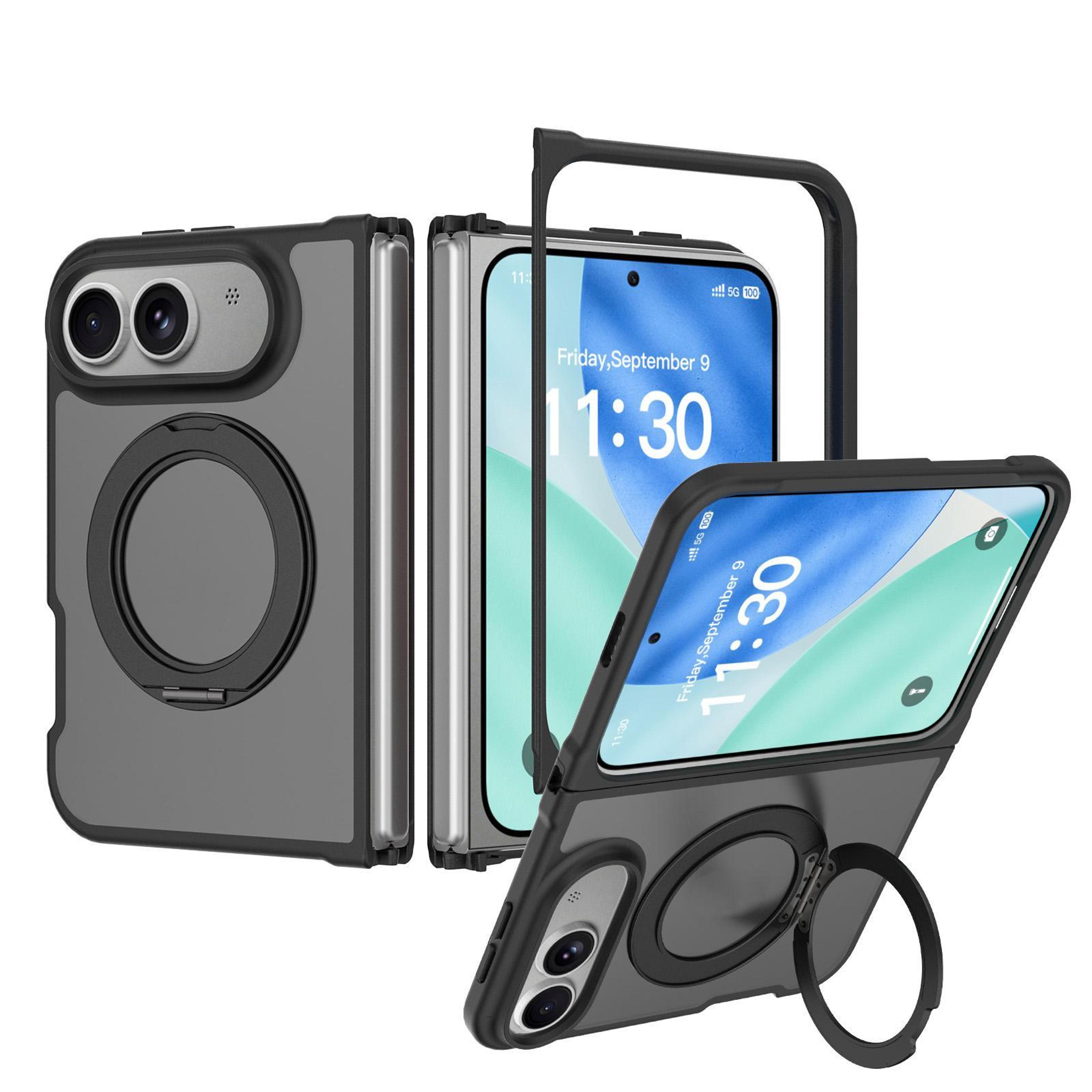 iphone fold magnetic case with 360 rotating stand and matte protective finish