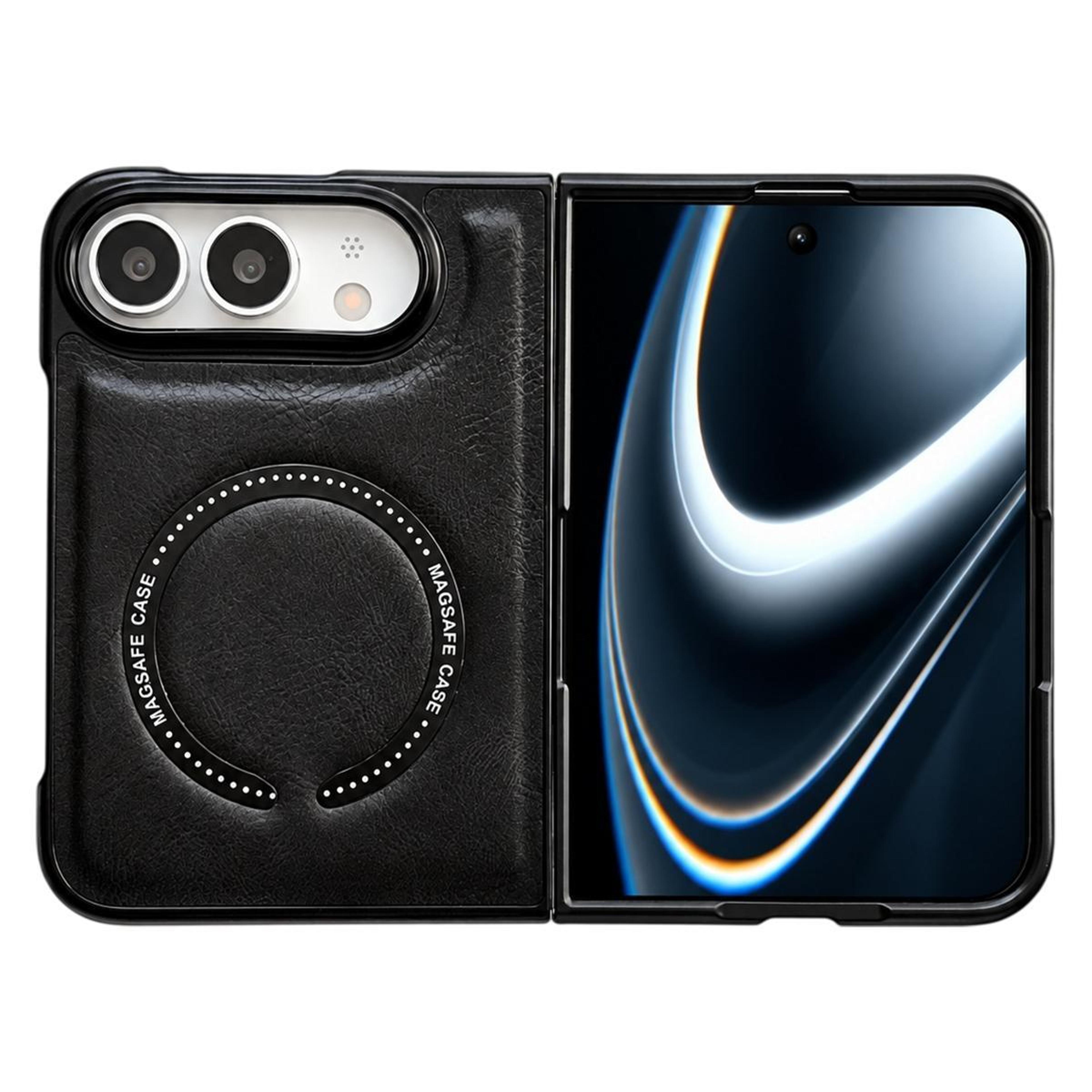 crazy horse texture magsafe iphone duo case with magnetic pu leather protection