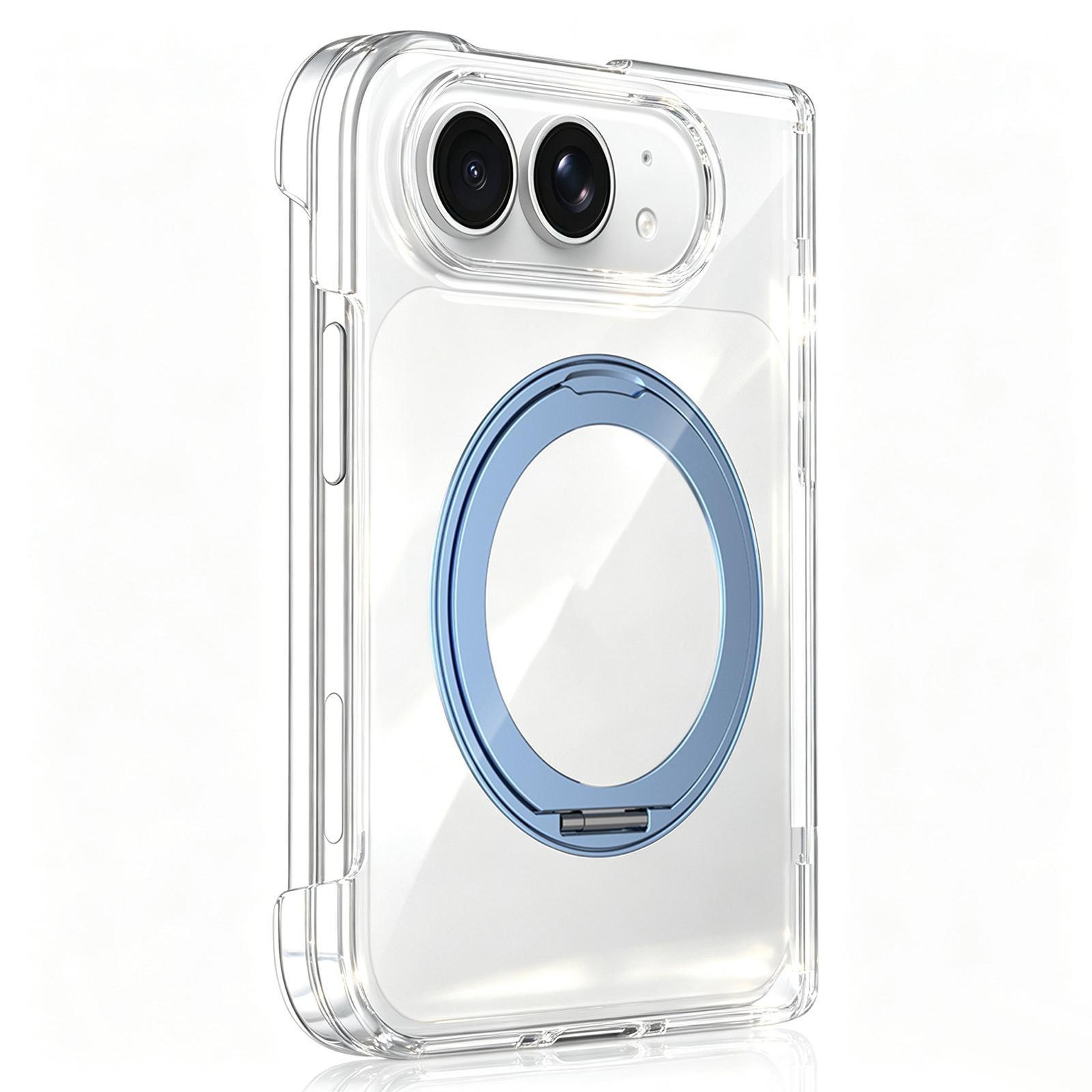 iphone fold clear magnetic case with 360 rotating kickstand and metal holder