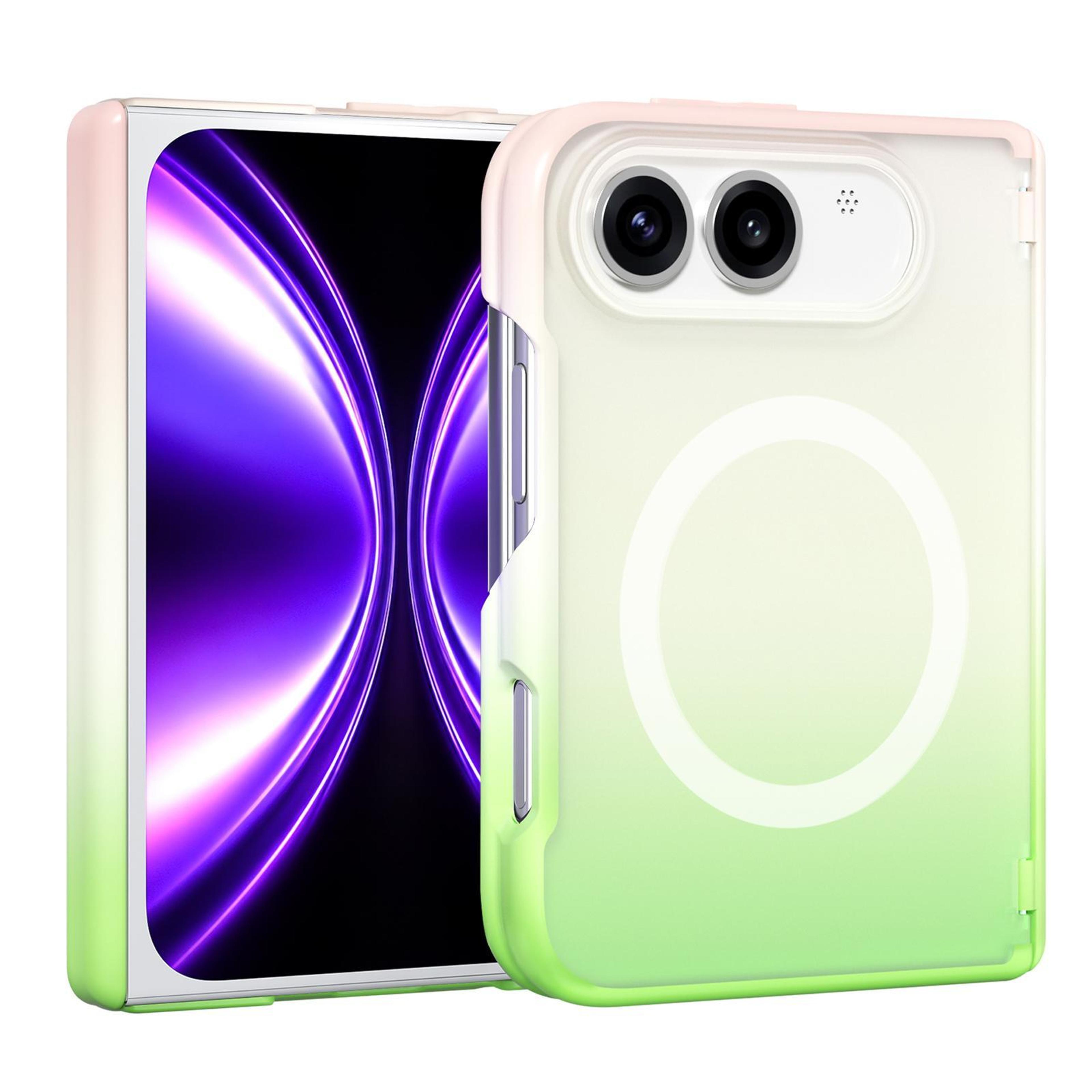 macaron gradient iphone duo case with magsafe magnetic ring and full hinge protection