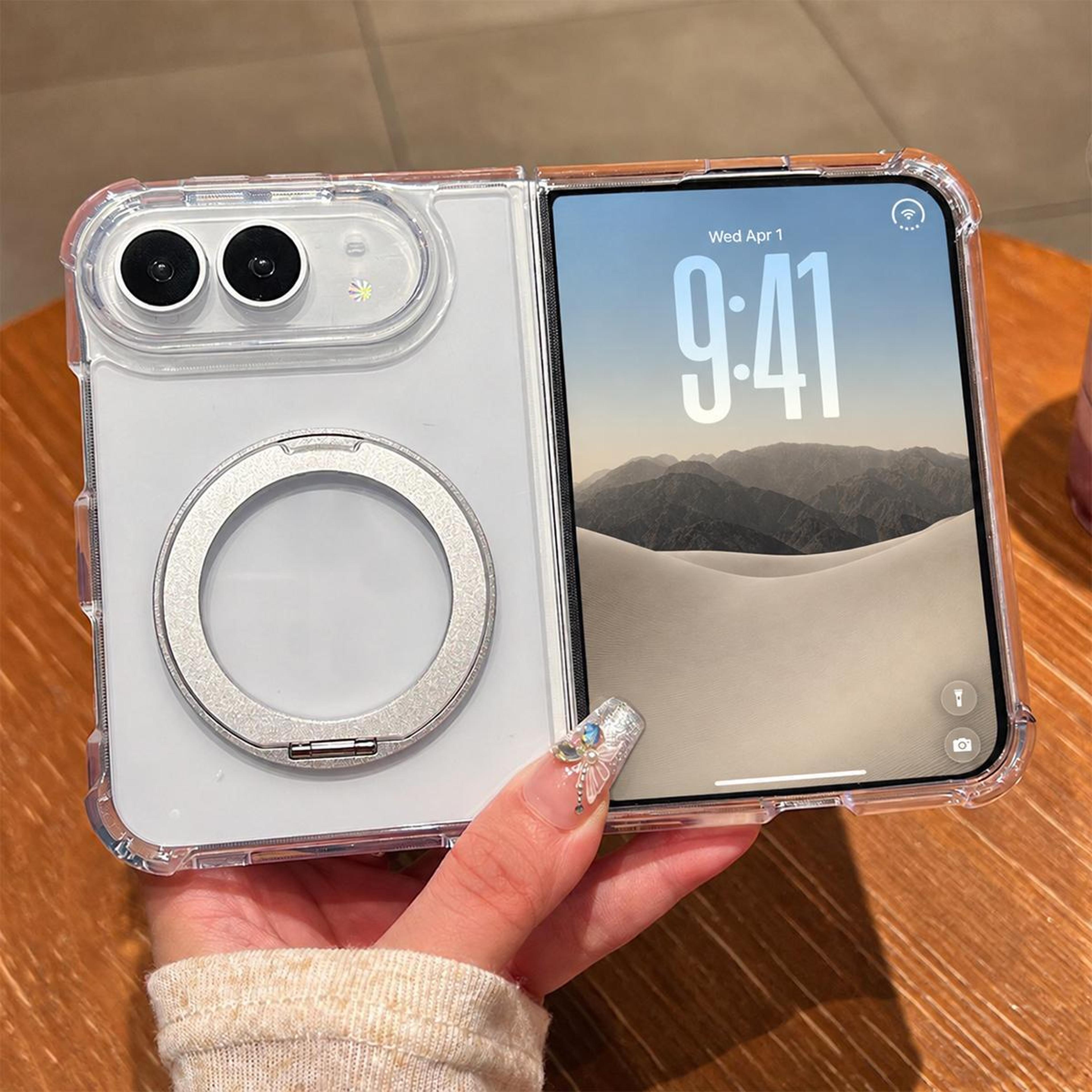 iphone duo clear magnetic shockproof case with 360 rotating ring holder