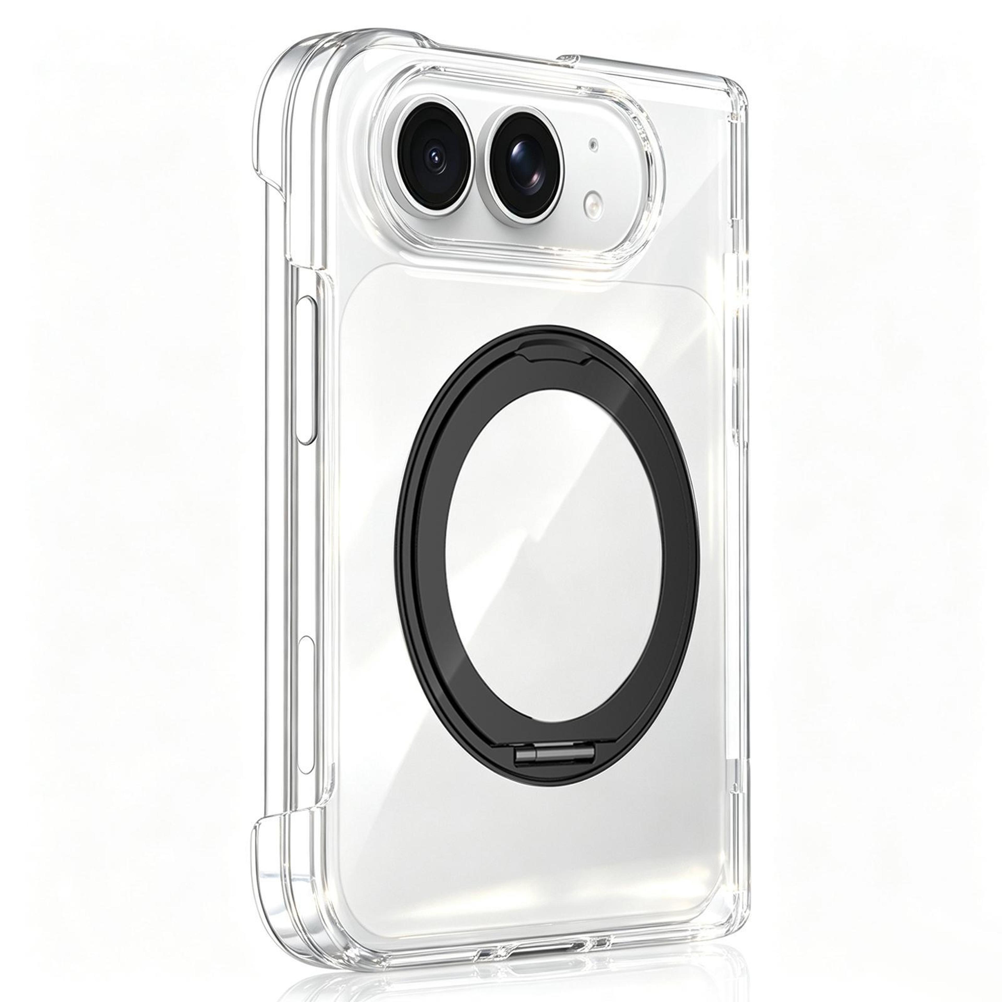 iphone duo clear magnetic phone case with 360 rotating kickstand