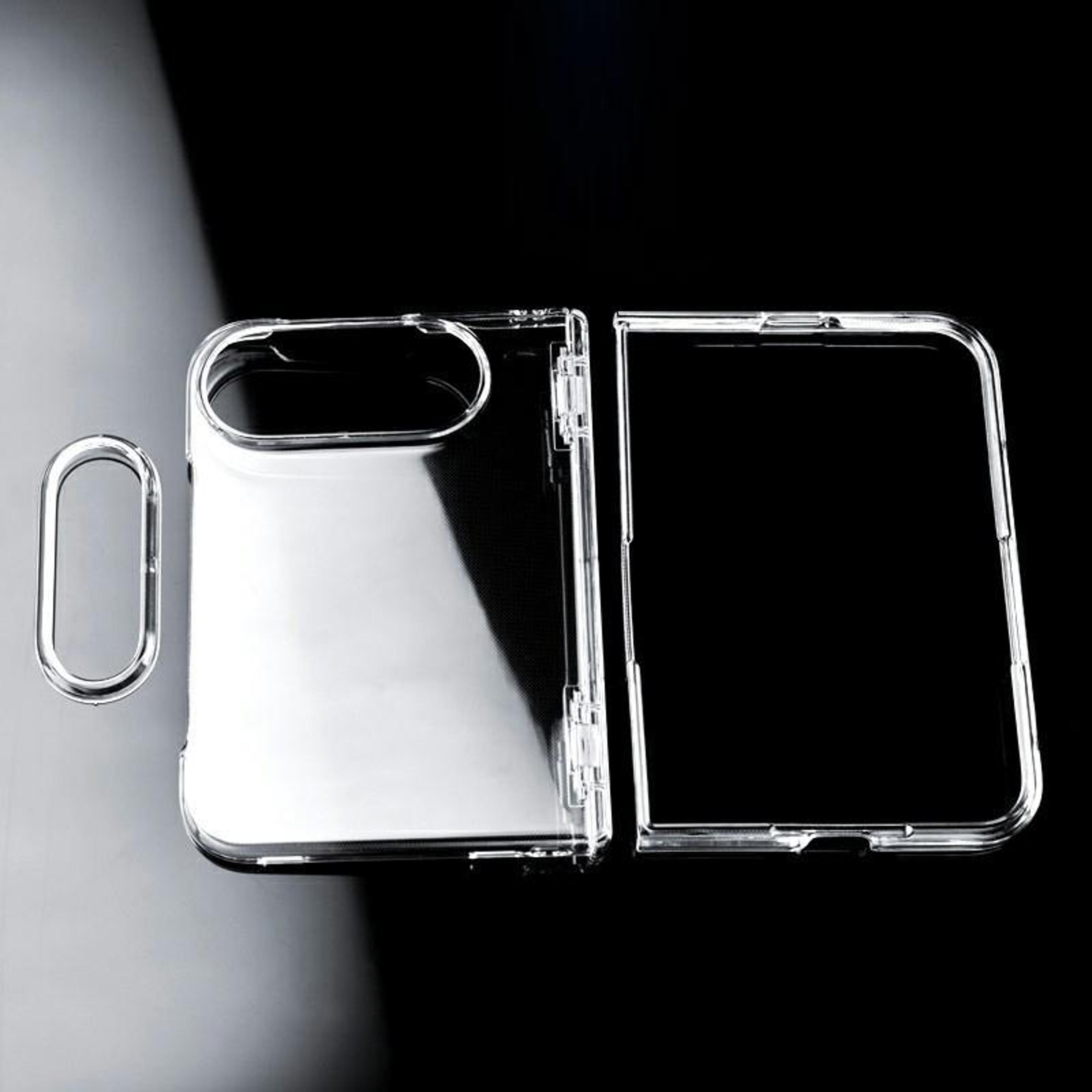 iphone duo clear case with shockproof spring hinge and camera lens protection