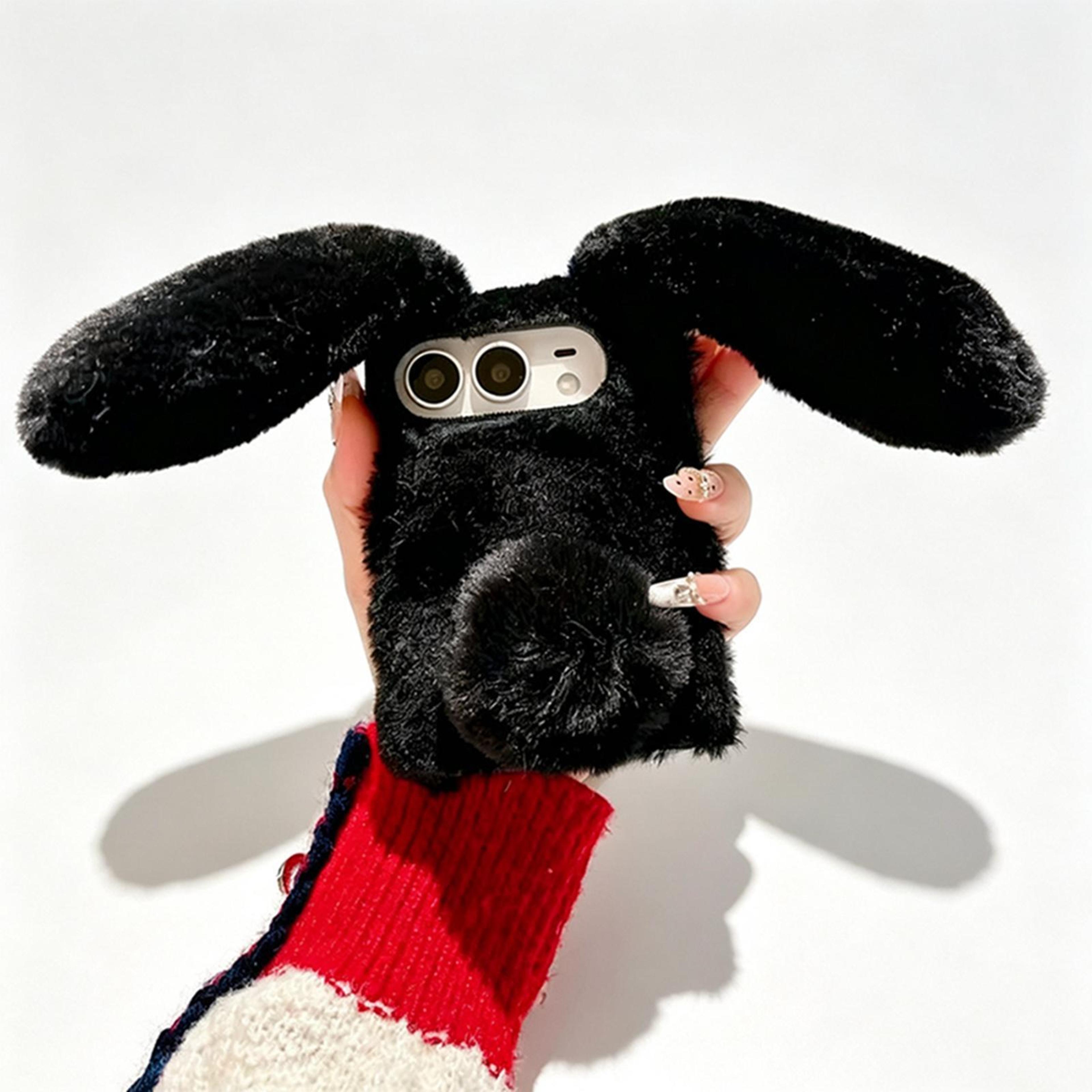 plush rabbit iphone duo case with soft bunny design and protective tpu cover