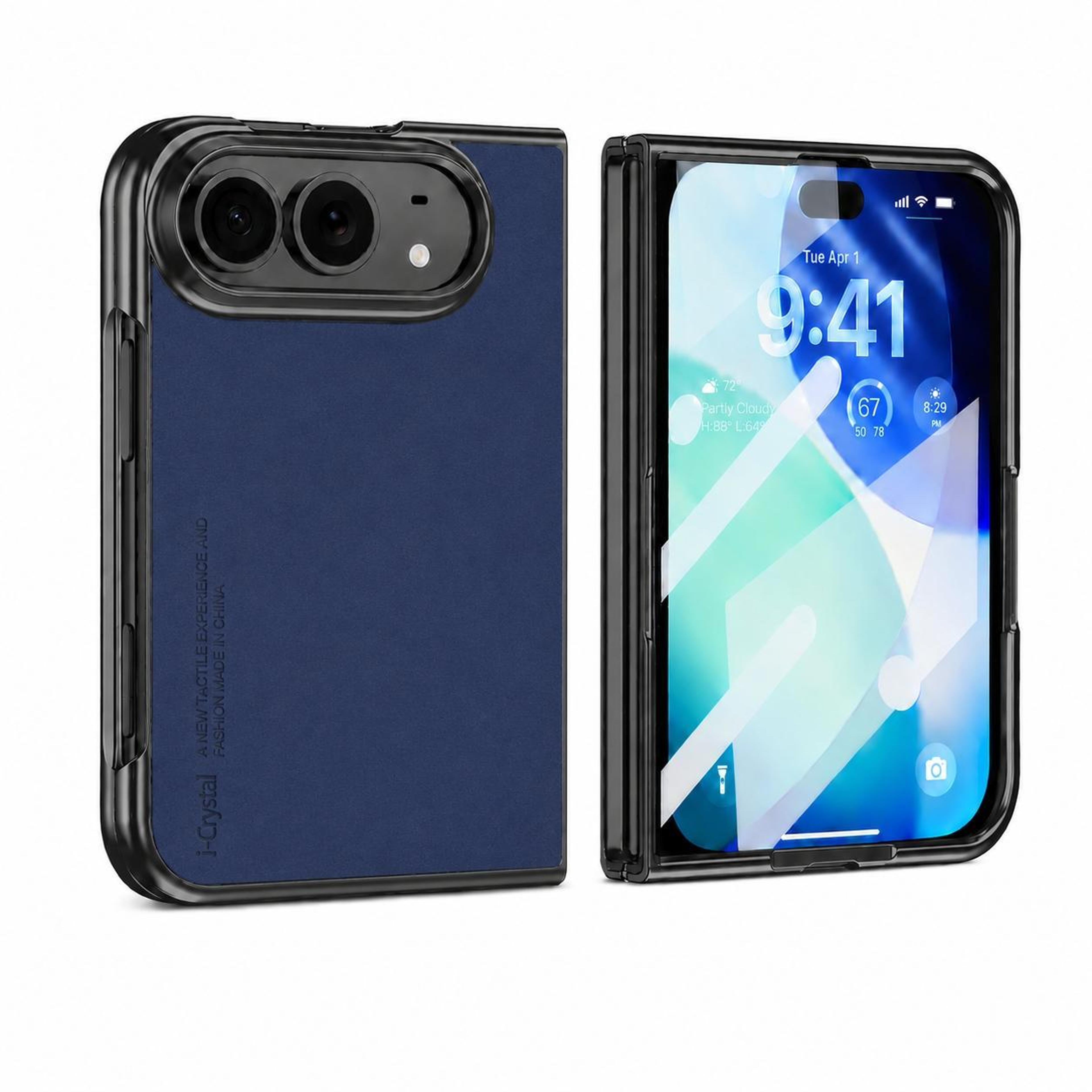 i.crystal iphone duo case with vegan leather, built-in screen protector & shockproof protection