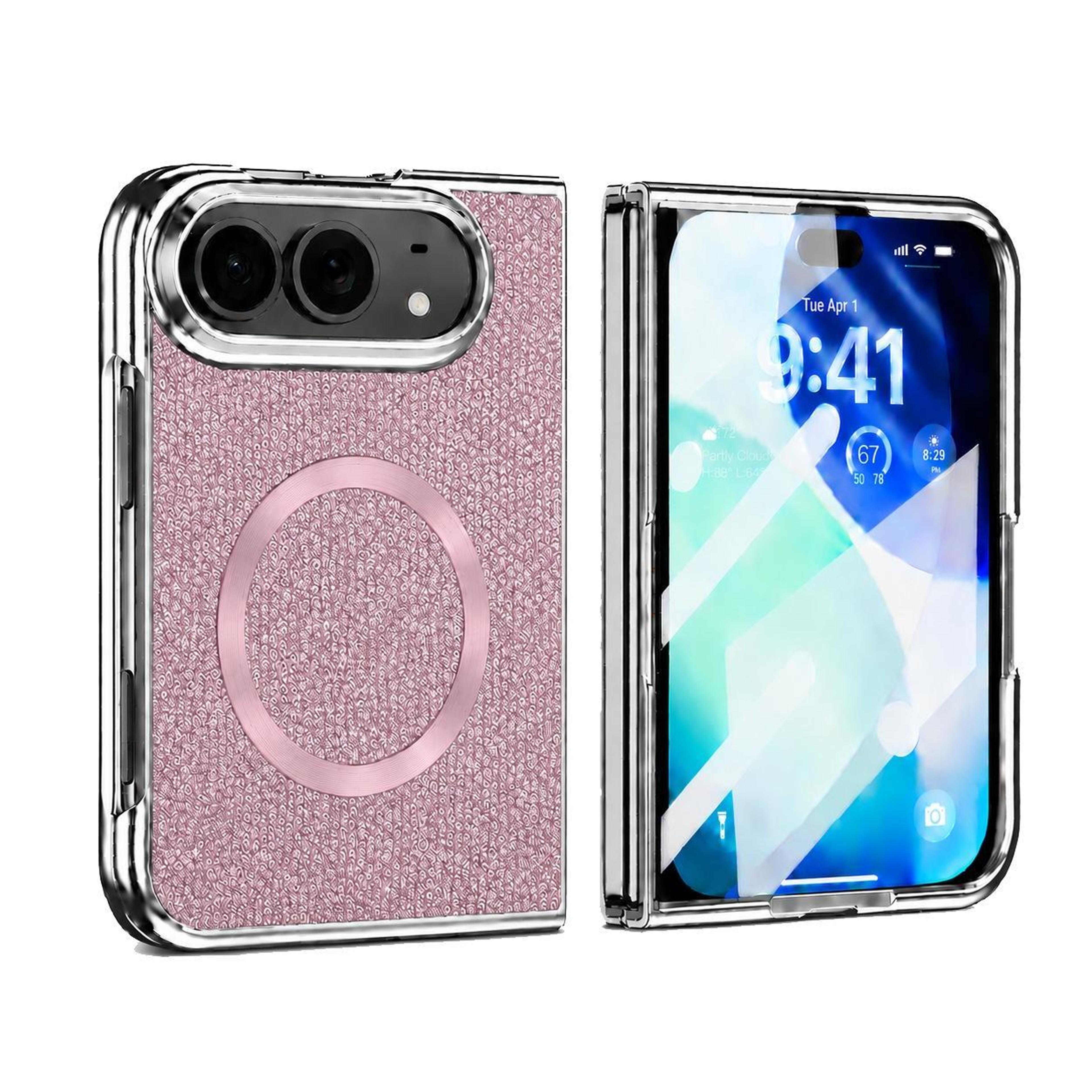 iphone duo glitter magnetic case with built-in screen protector and slim foldable protection