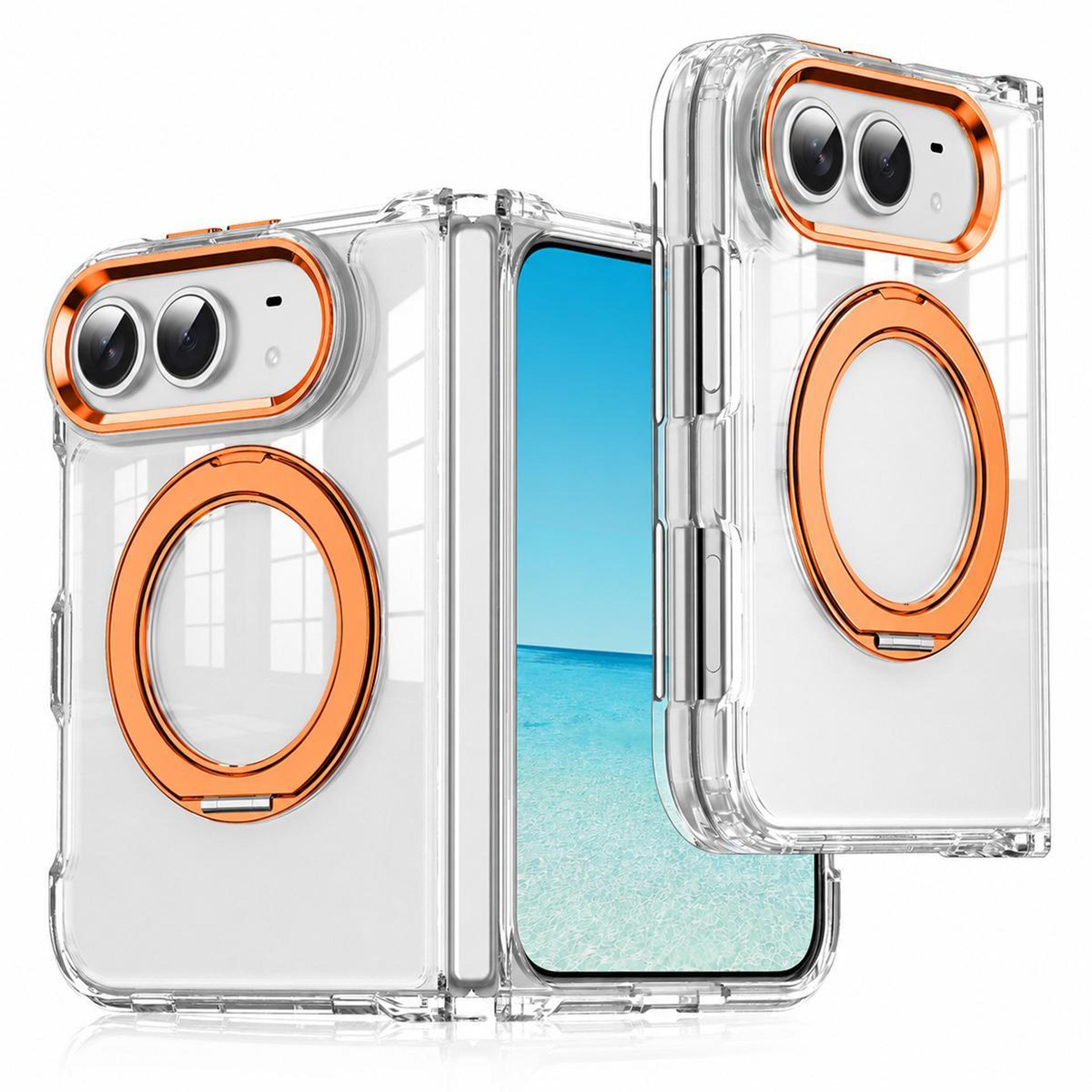 xdcase clear iphone case with magnetic charging and 360 rotating stand for iphone duo