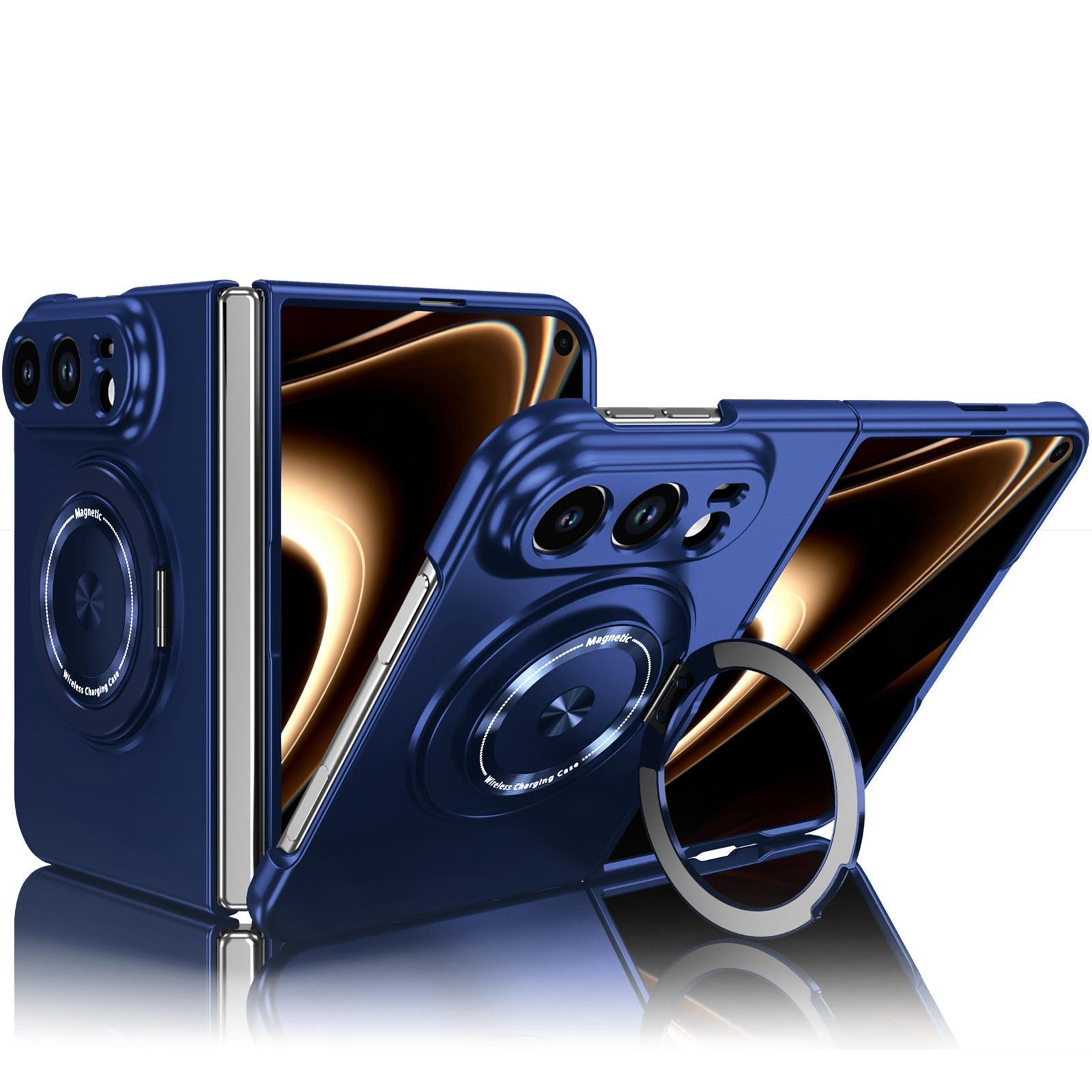 iphone duo magnetic phone case with 360 rotating foldable phone stand – royal blue