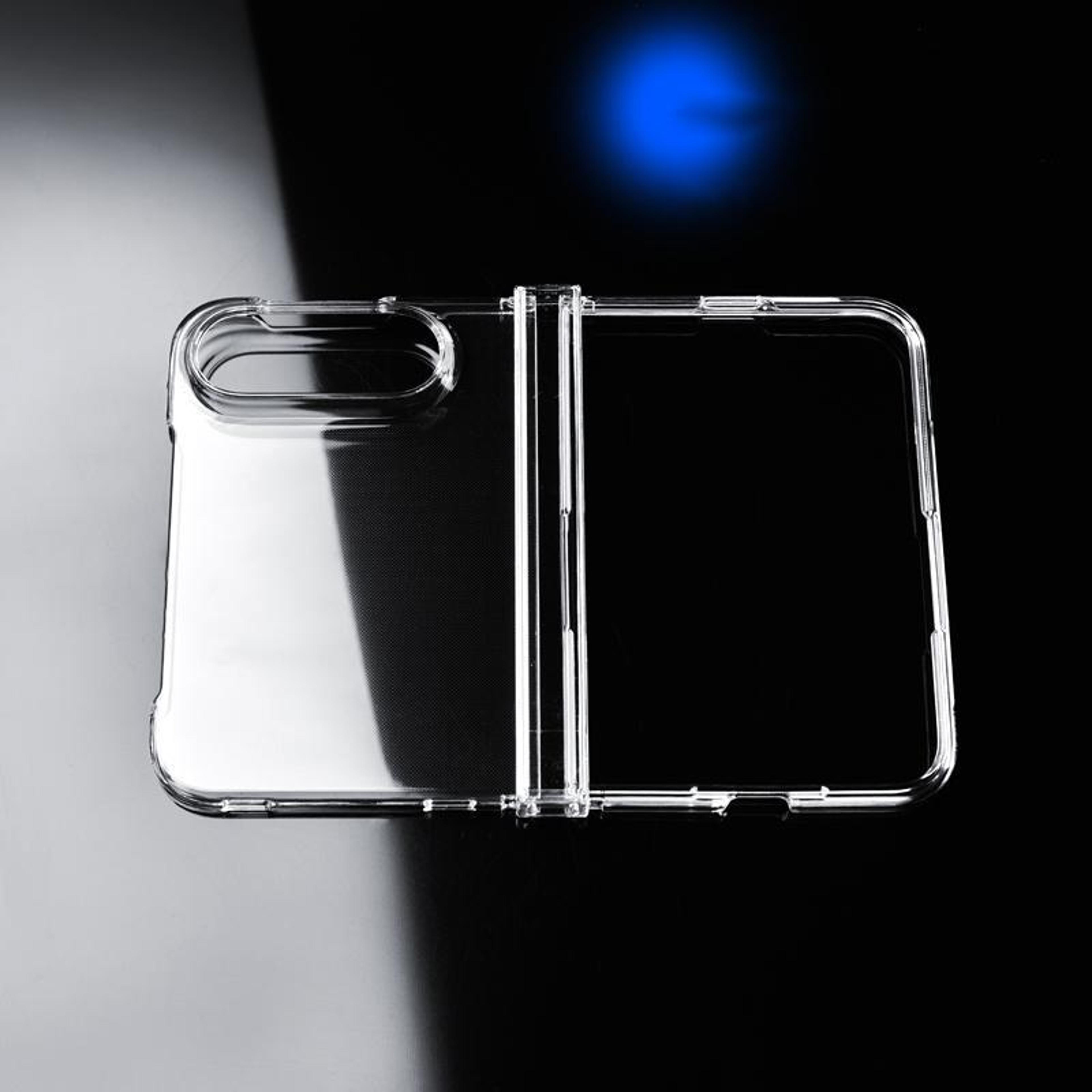 iphone duo clear case with hinge, transparent pc foldable phone case