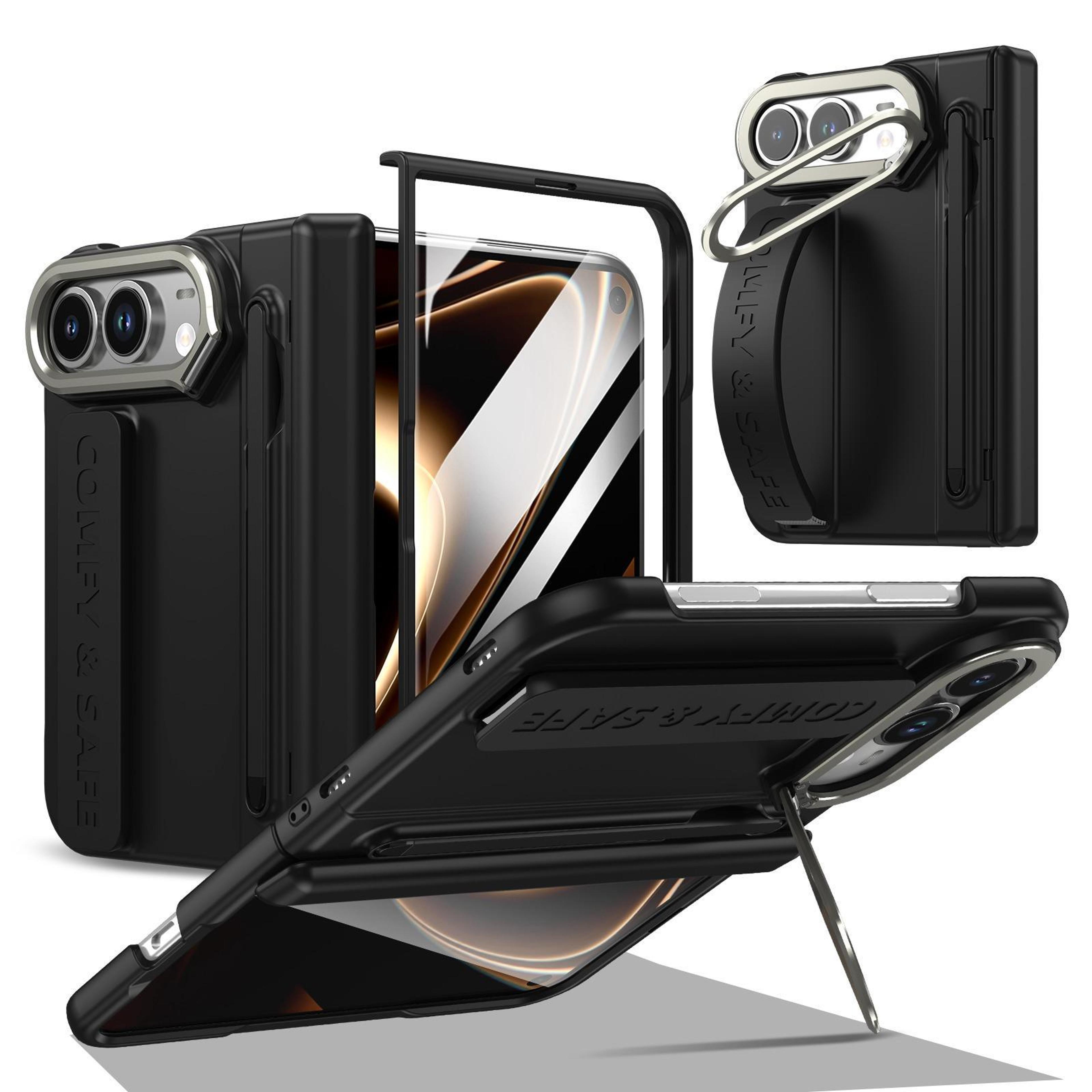 iphone duo protective case with wrist strap, camera stand, tempered glass and stylus