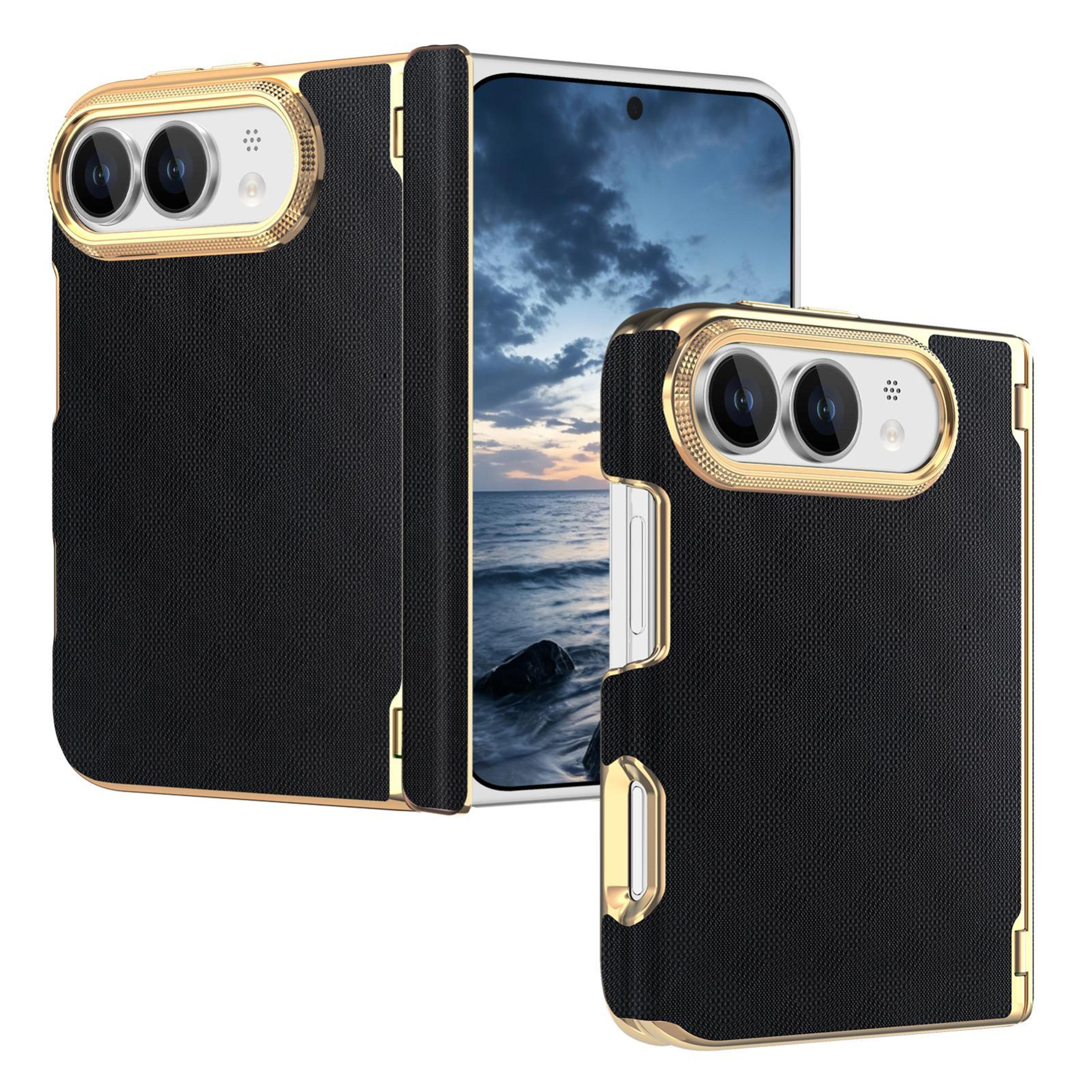 iphone duo vegan leather phone case with magnetic ring and dual-hinge protection