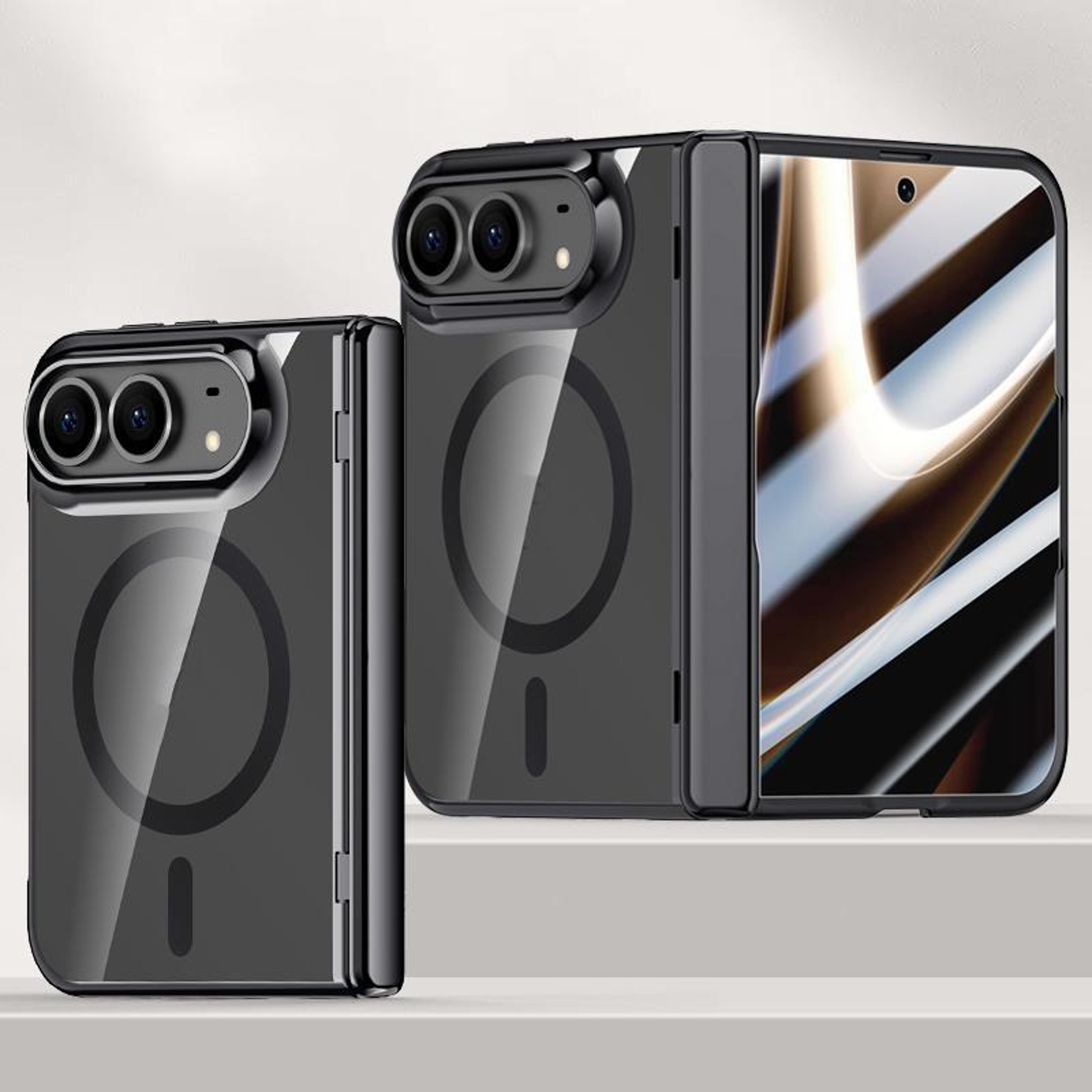 iphone duo magnetic clear case with built-in tempered glass and 180° hinge
