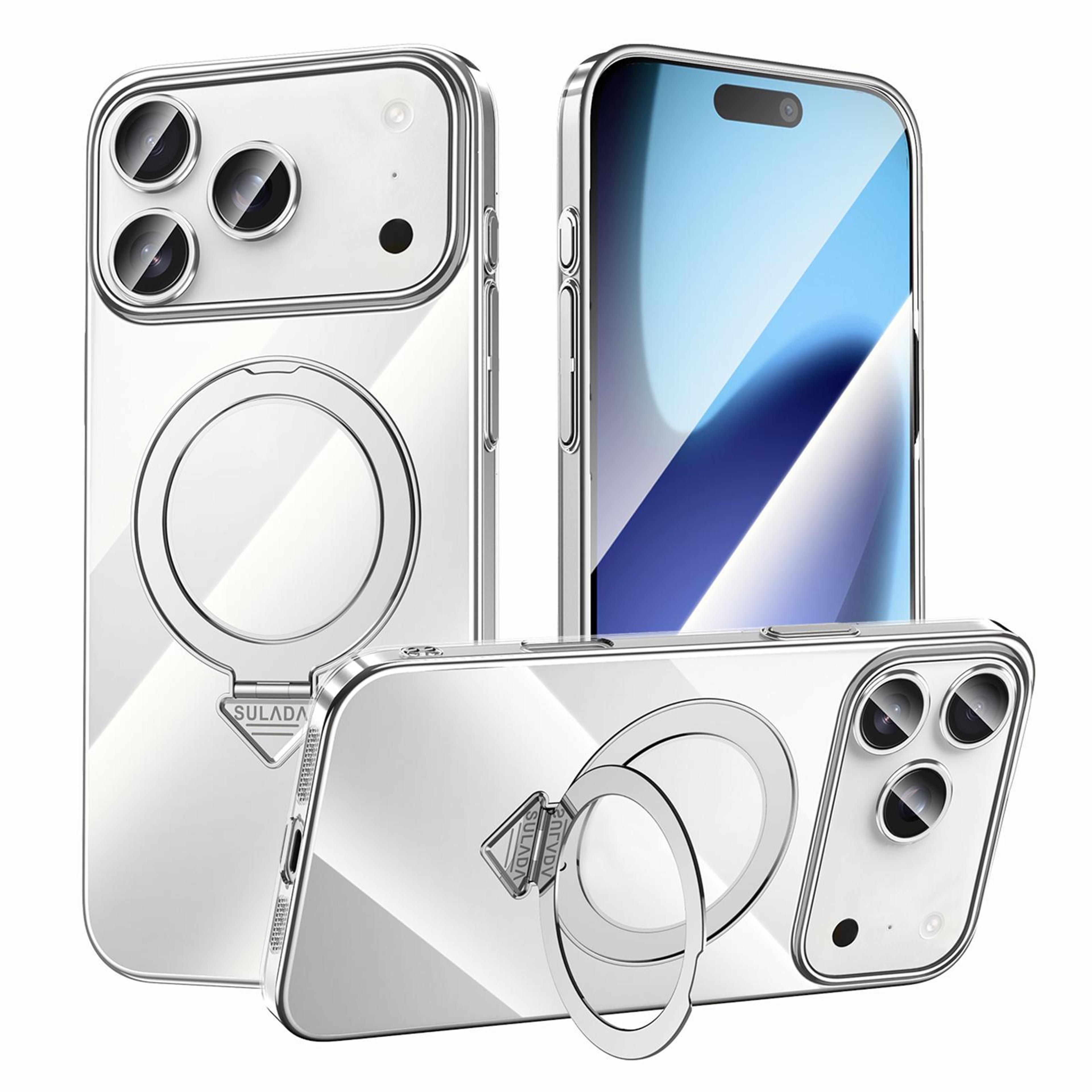 sulada clear magsafe kickstand case for iphone 18 pro max with electroplated finish
