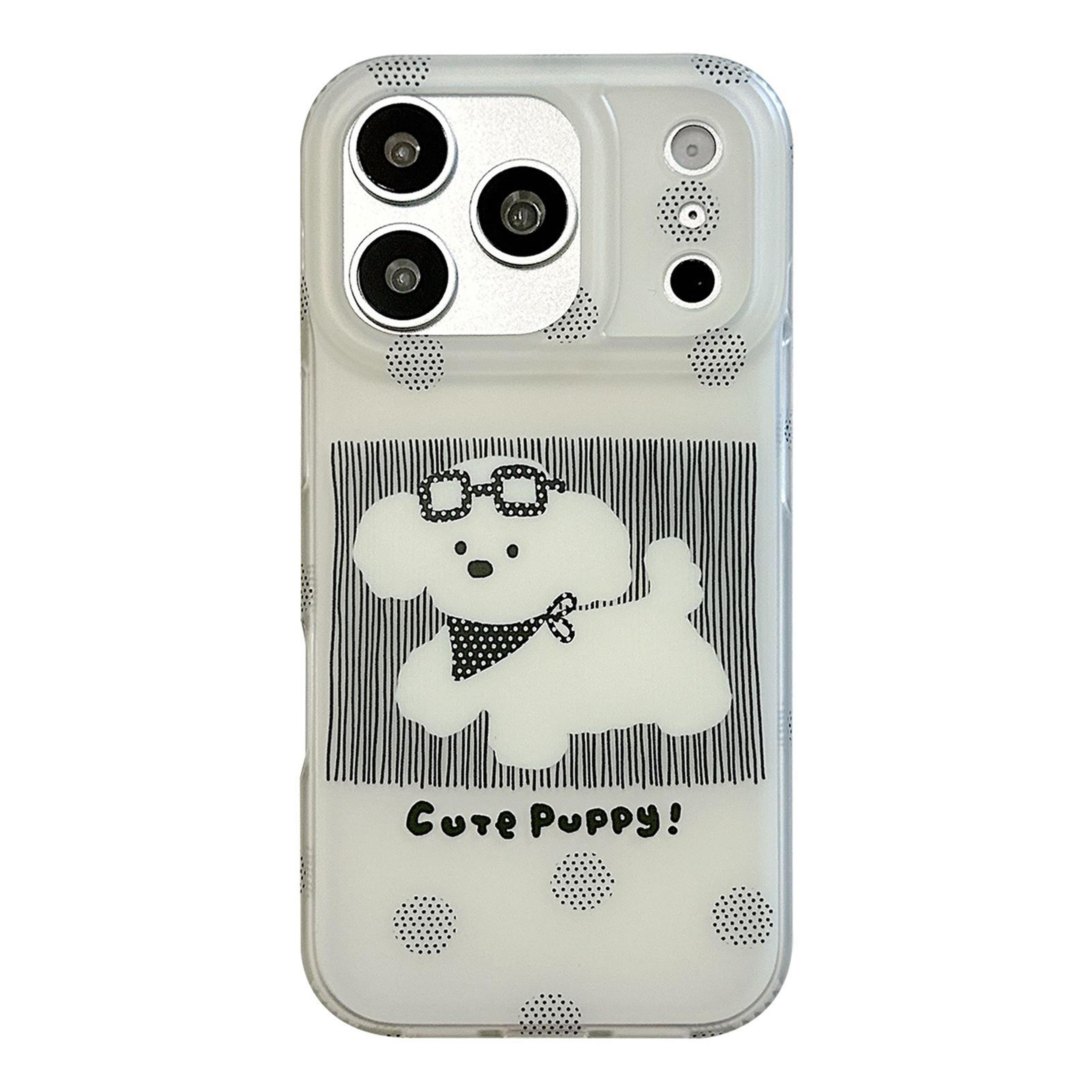 cute dog iphone 18 pro max case slim tpu pc protective cover with raised screen and camera edges