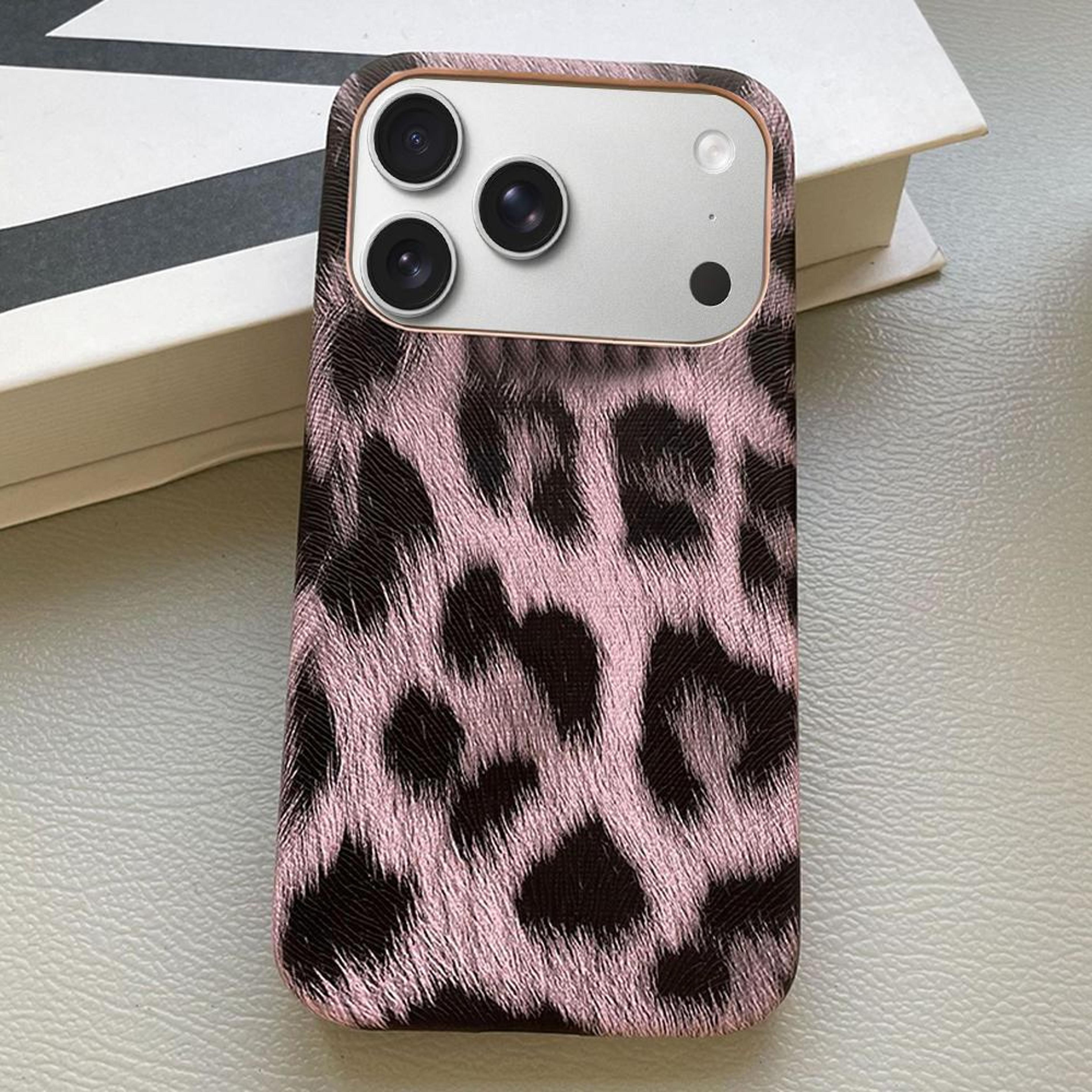leopard print iphone 18 pro case with leather-textured pu protection