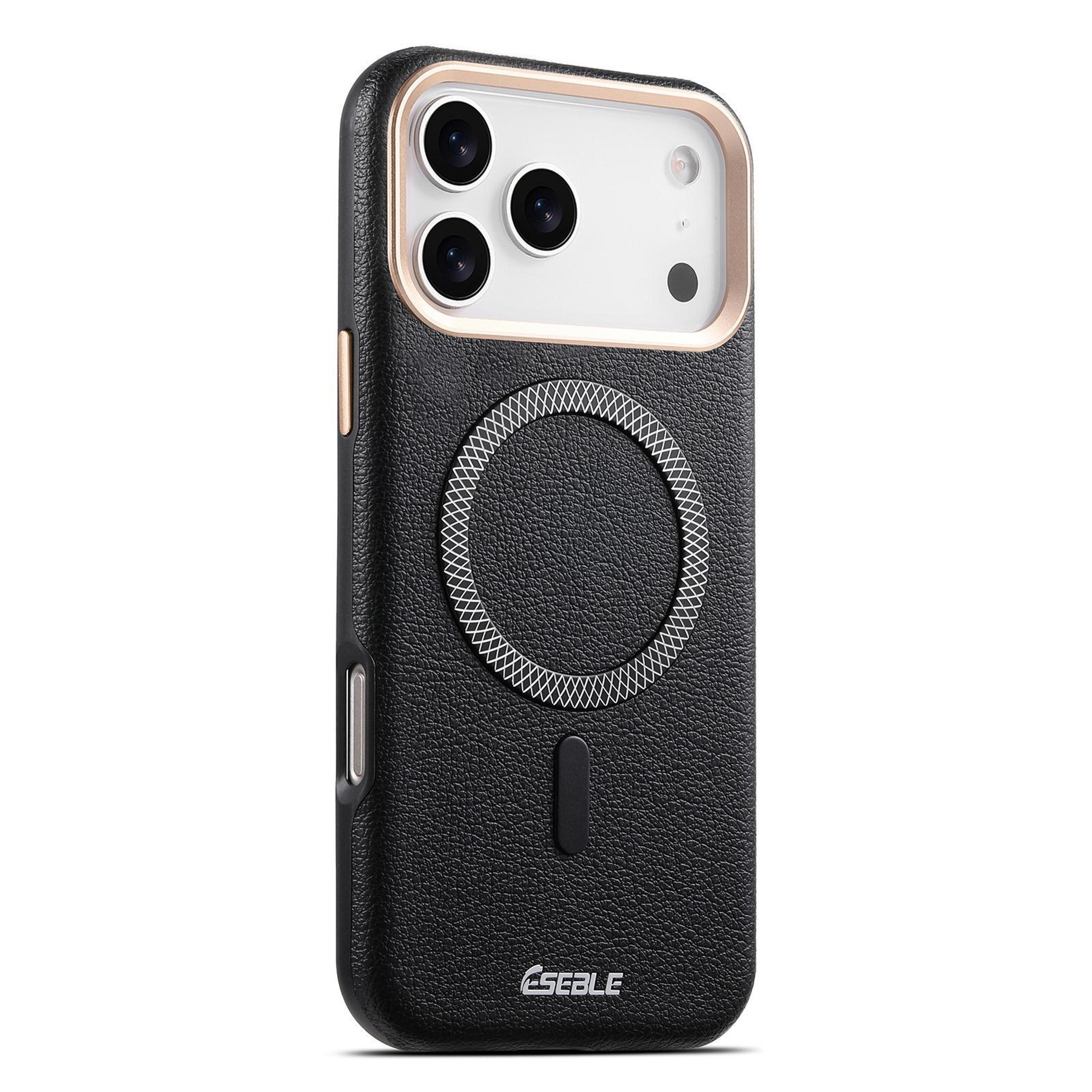 iphone 18 pro max case with litchi texture, magnetic charging and metal lens guard