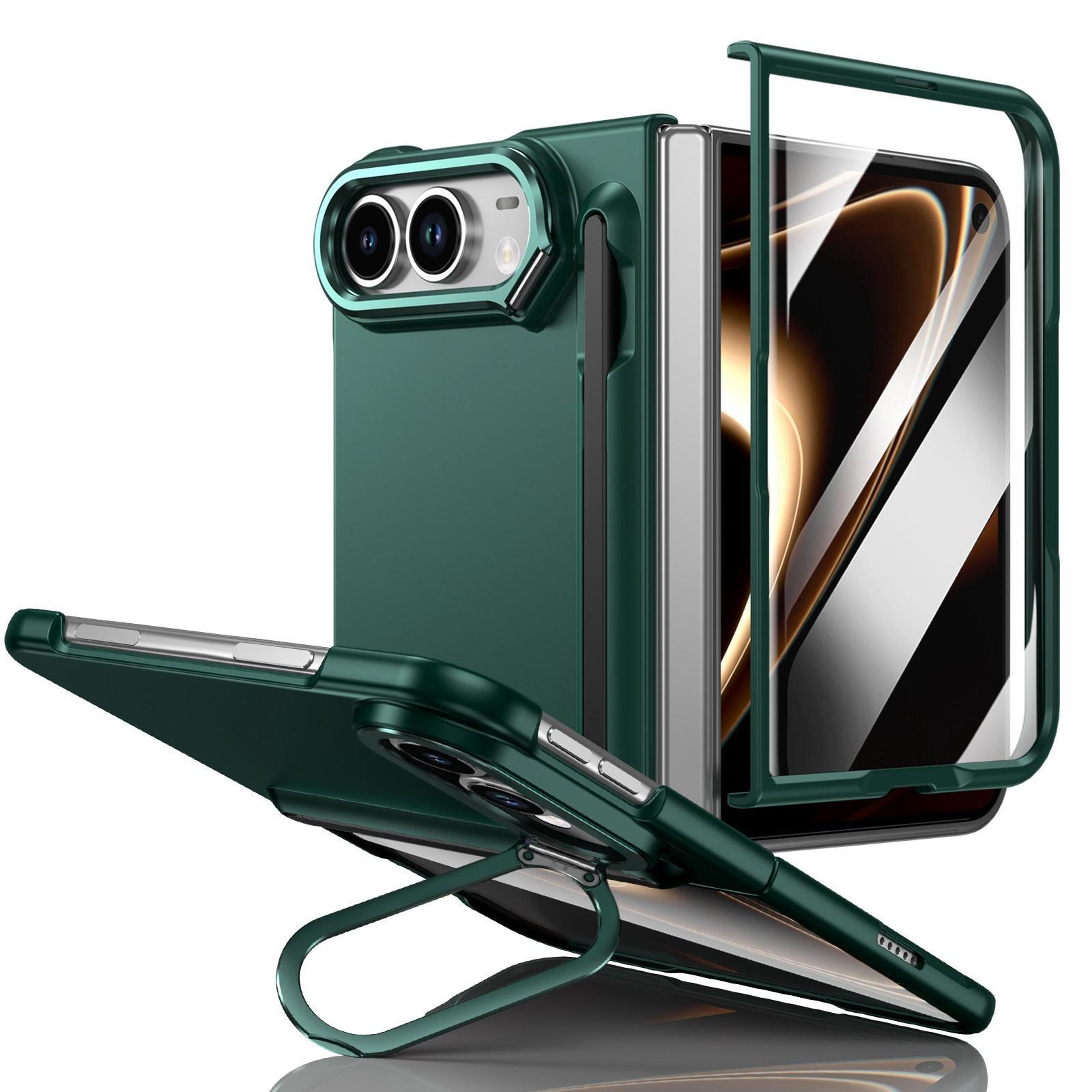 iphone duo shockproof phone case with stylus slot, screen protector & 180° stand