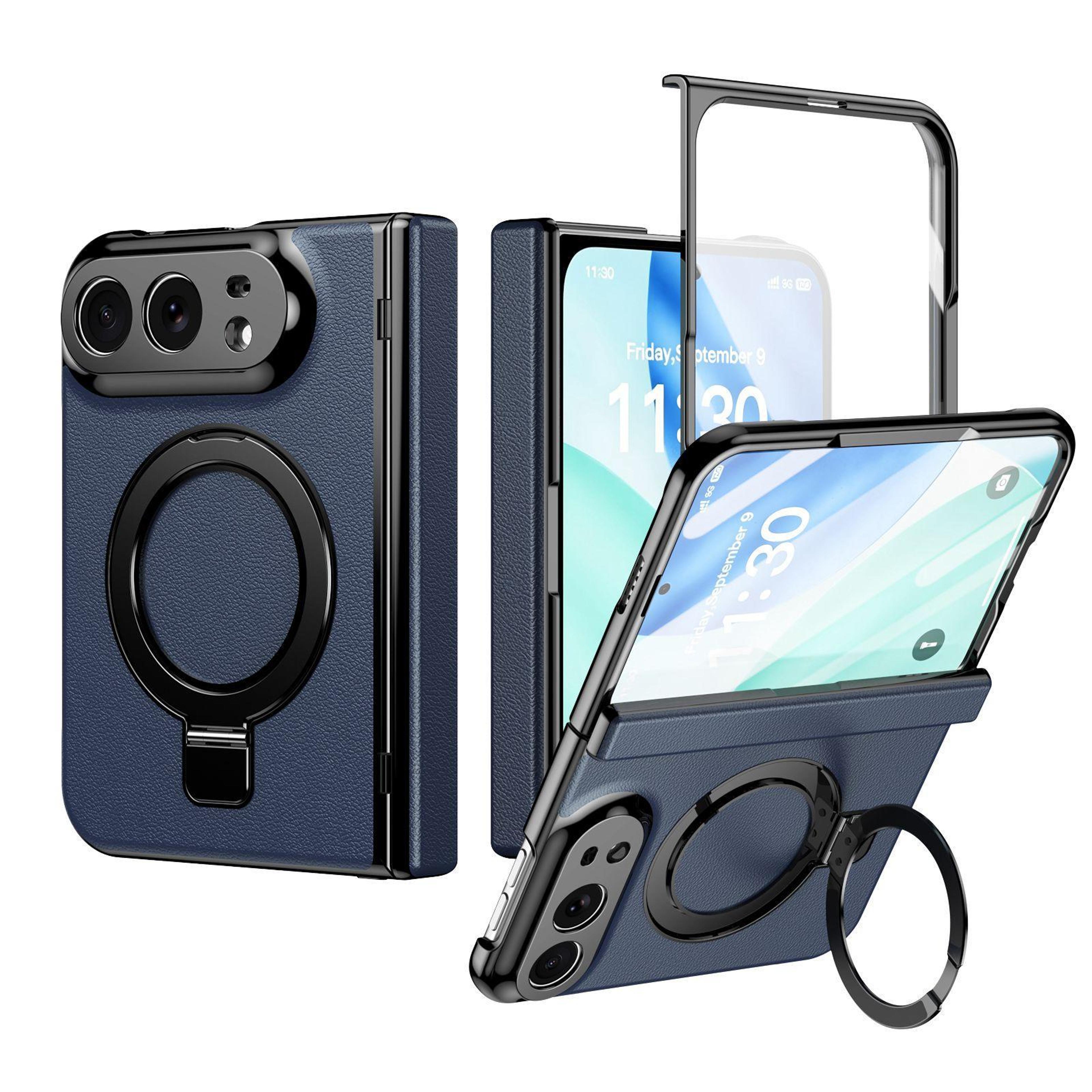 iphone duo magnetic leather case with 170° folding stand and integrated screen protection
