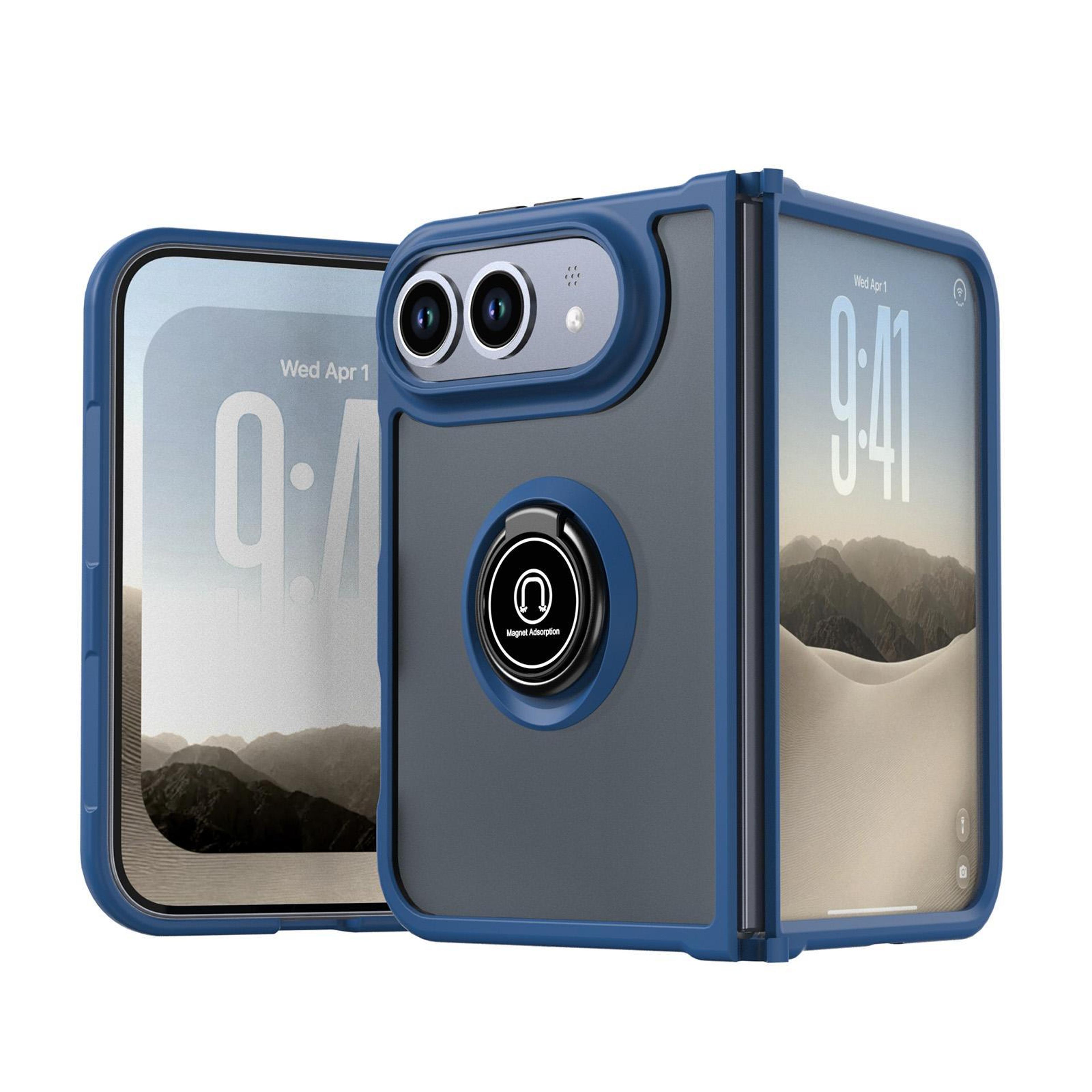q shadow 1 iphone duo case with magnetic ring kickstand, tpu + pc protection, royal blue