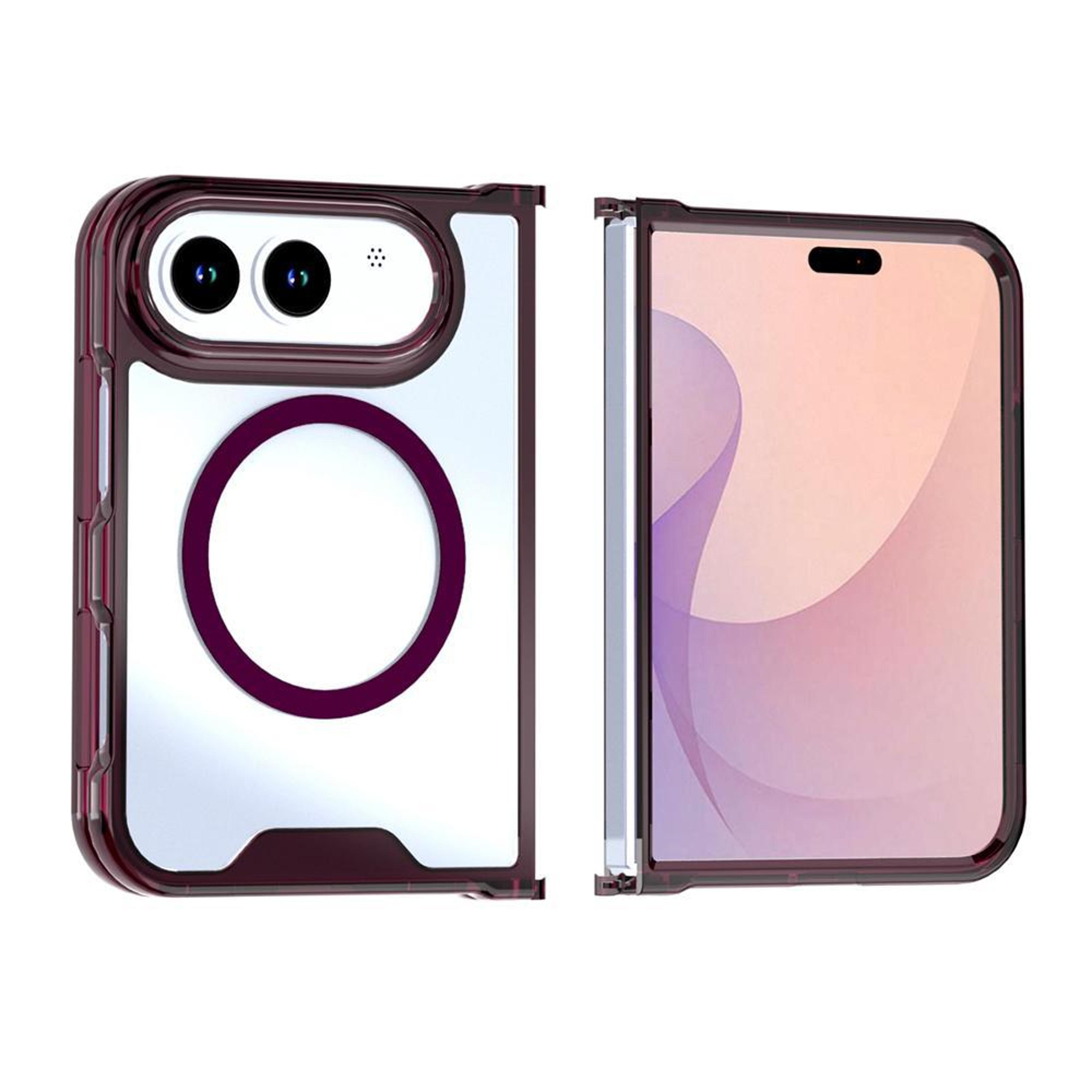 iphone duo case crystal acrylic magnetic phone case in cherry red for lightweight everyday protection