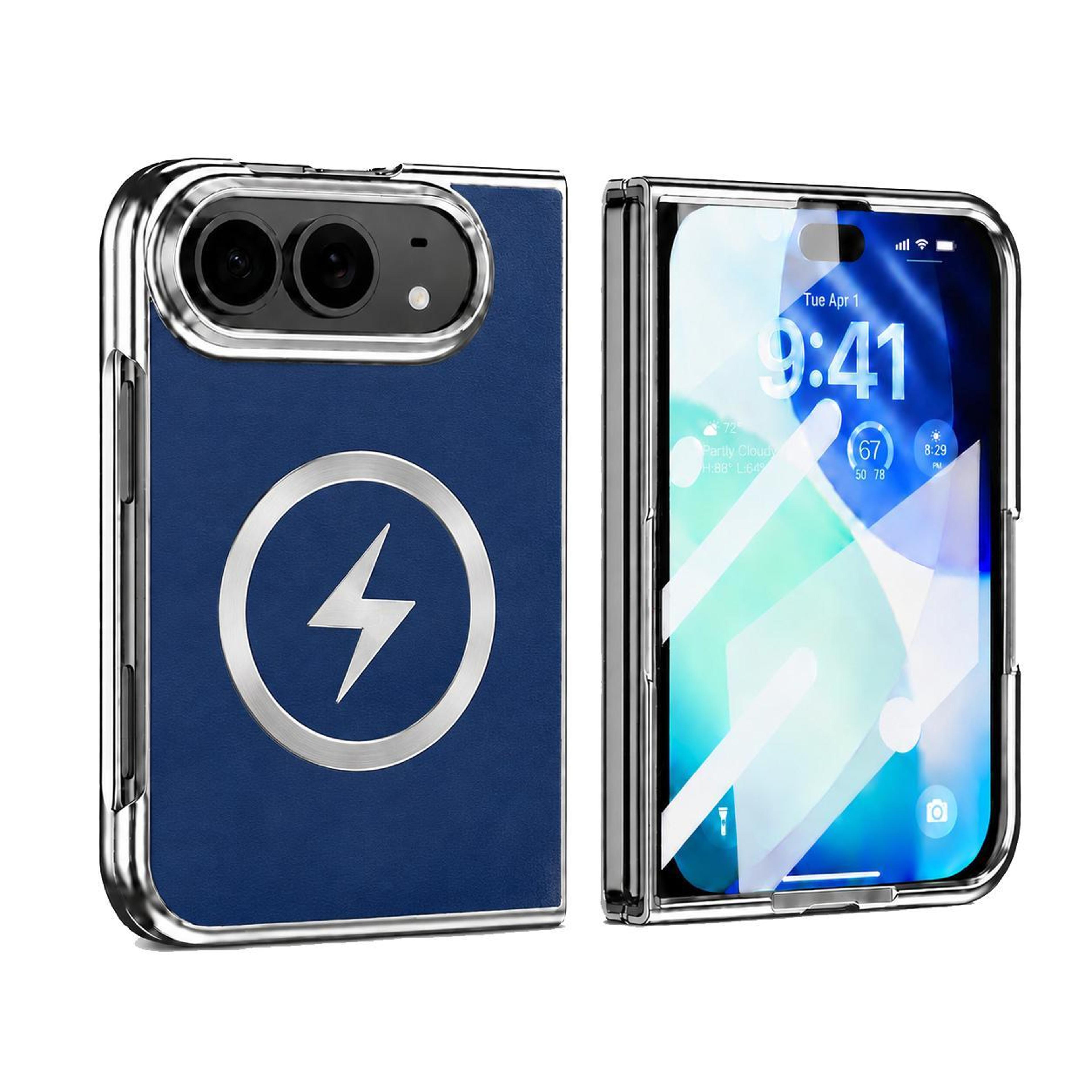 iphone duo magnetic charging case with built-in screen protector and leather