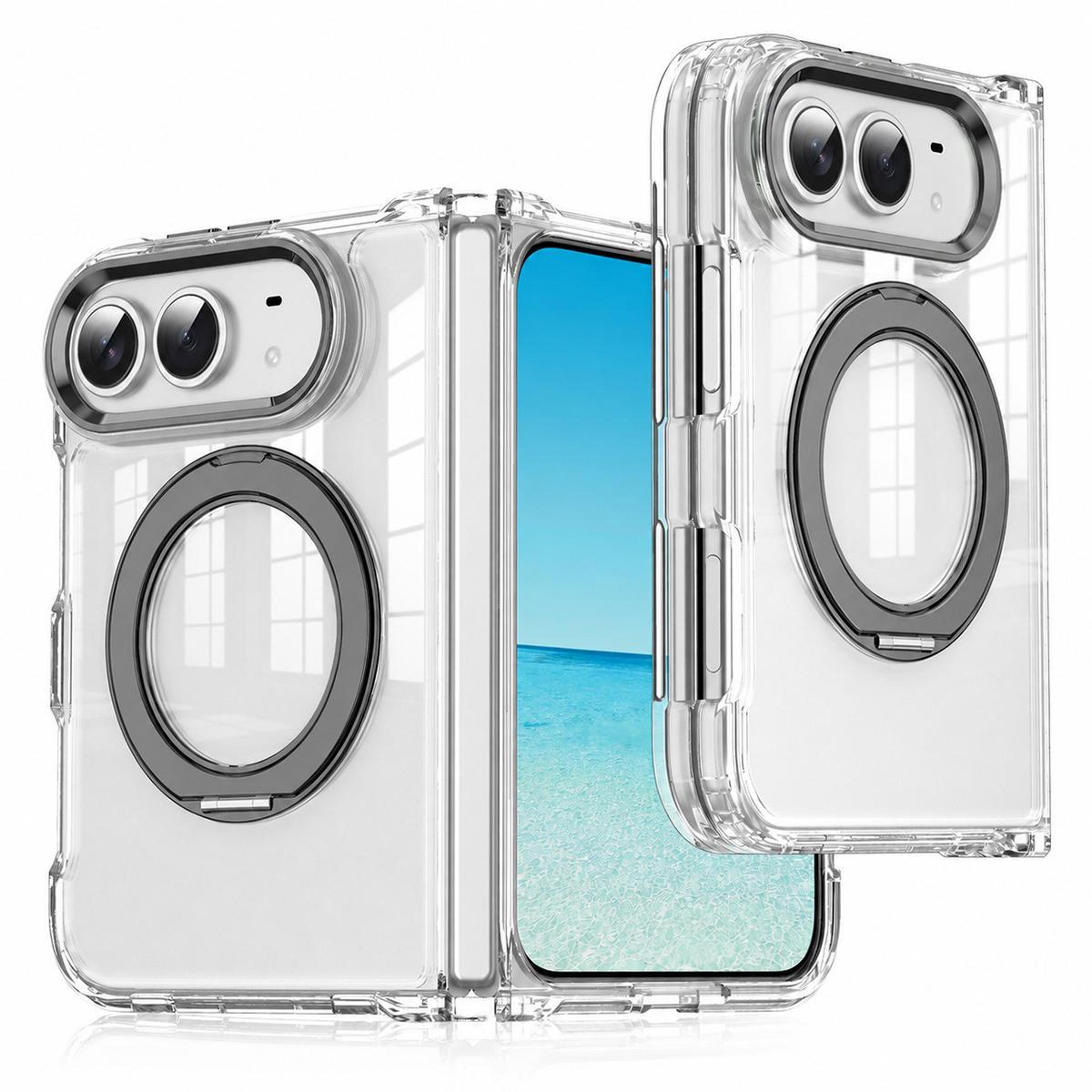xdcase iphone duo clear magnetic case with 360 rotating stand and wireless charging support