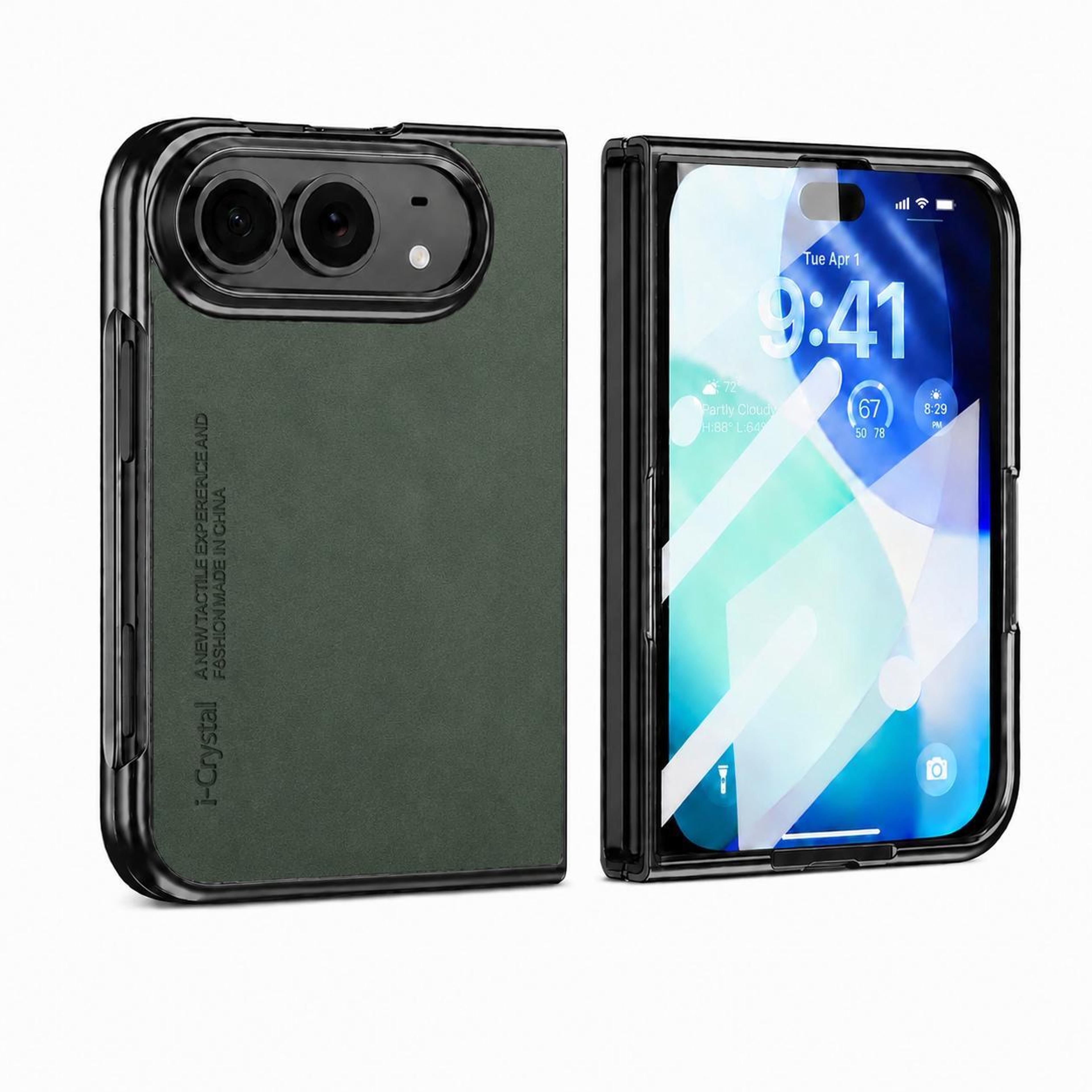 iphone duo case with vegan leather back, built-in screen protector and shockproof frame