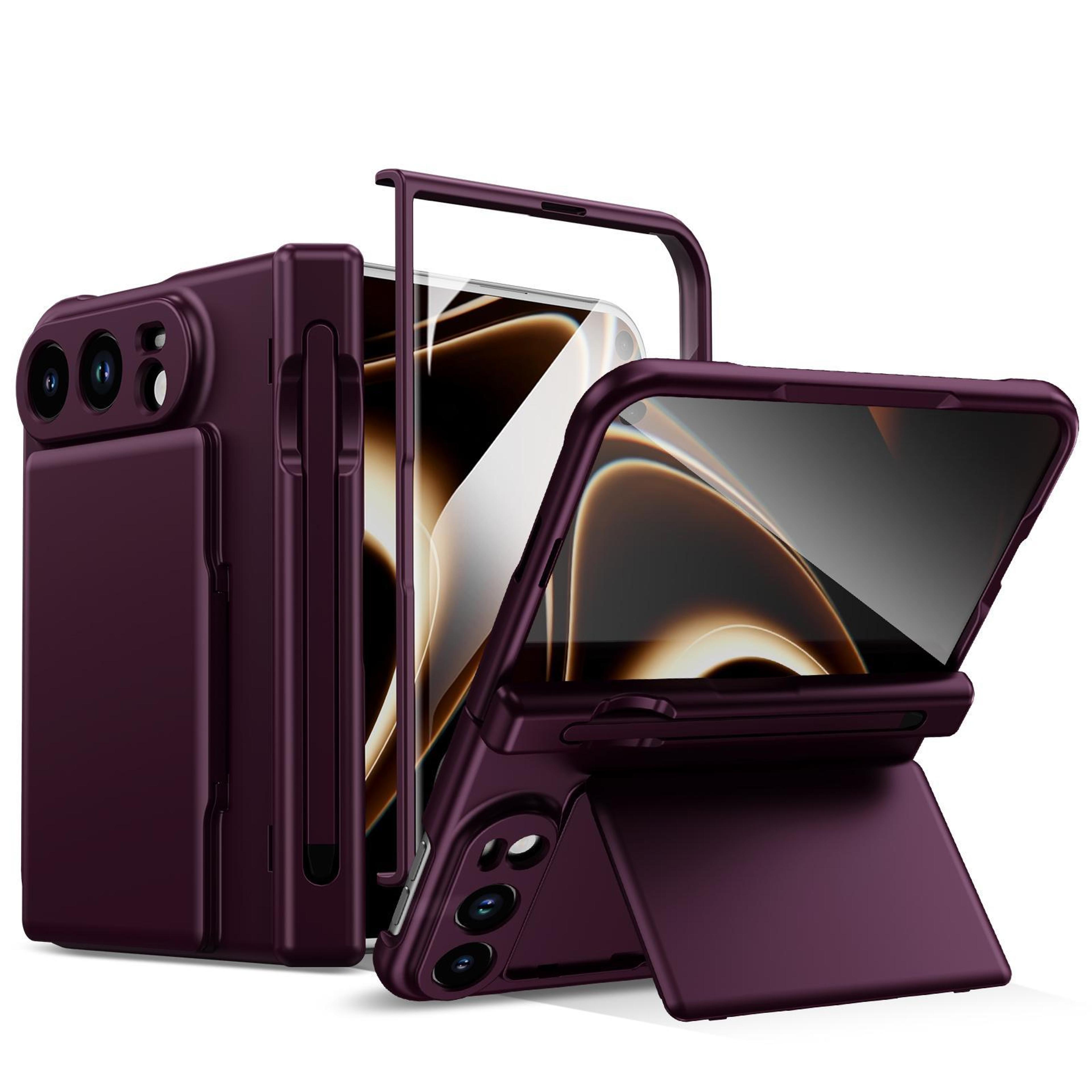 iphone duo card holder case with hinge protection built in screen protector
