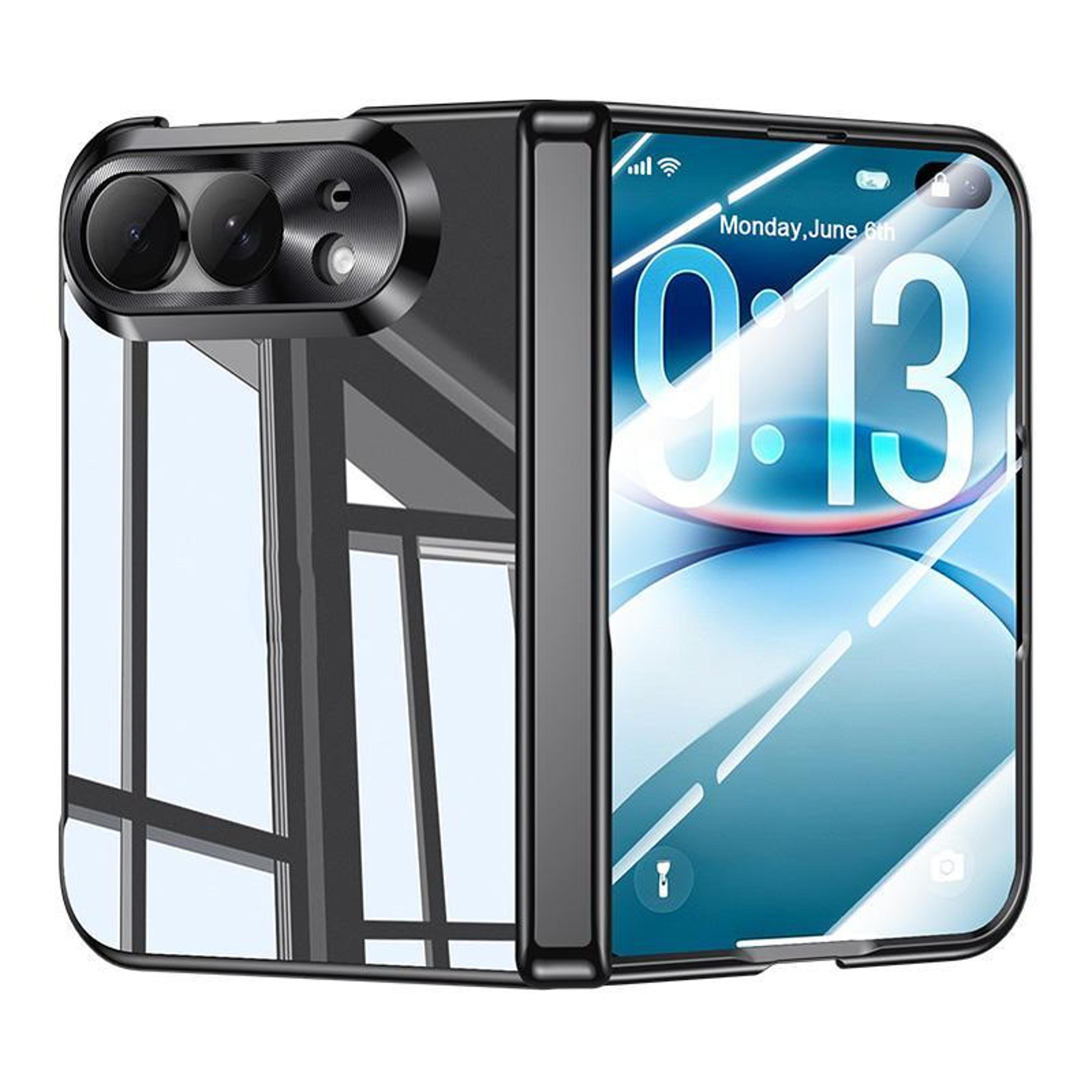 iphone duo electroplating transparent shockproof phone case with full hinge protection