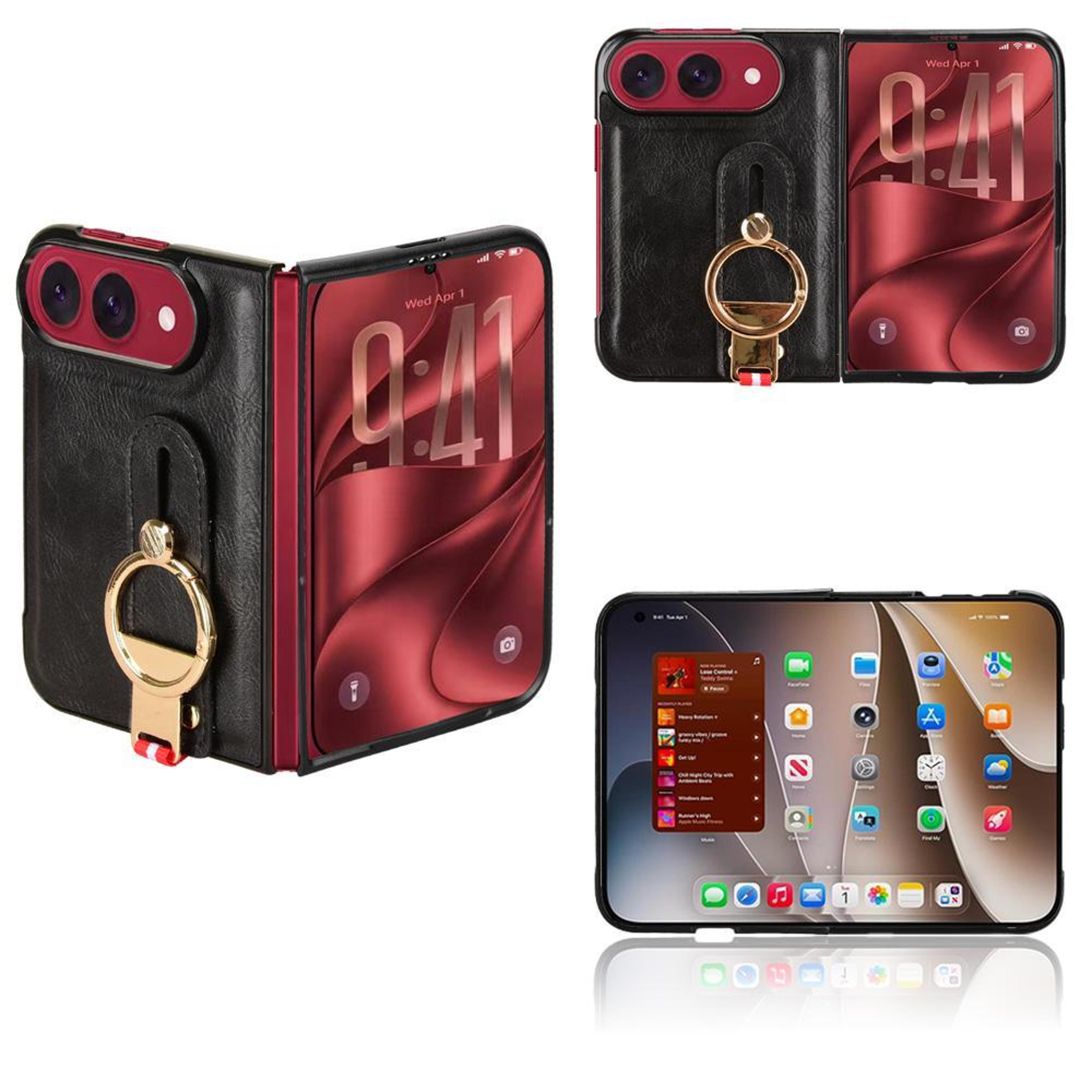 iphone duo leather phone case with wrist strap, shockproof protection & bottle opener