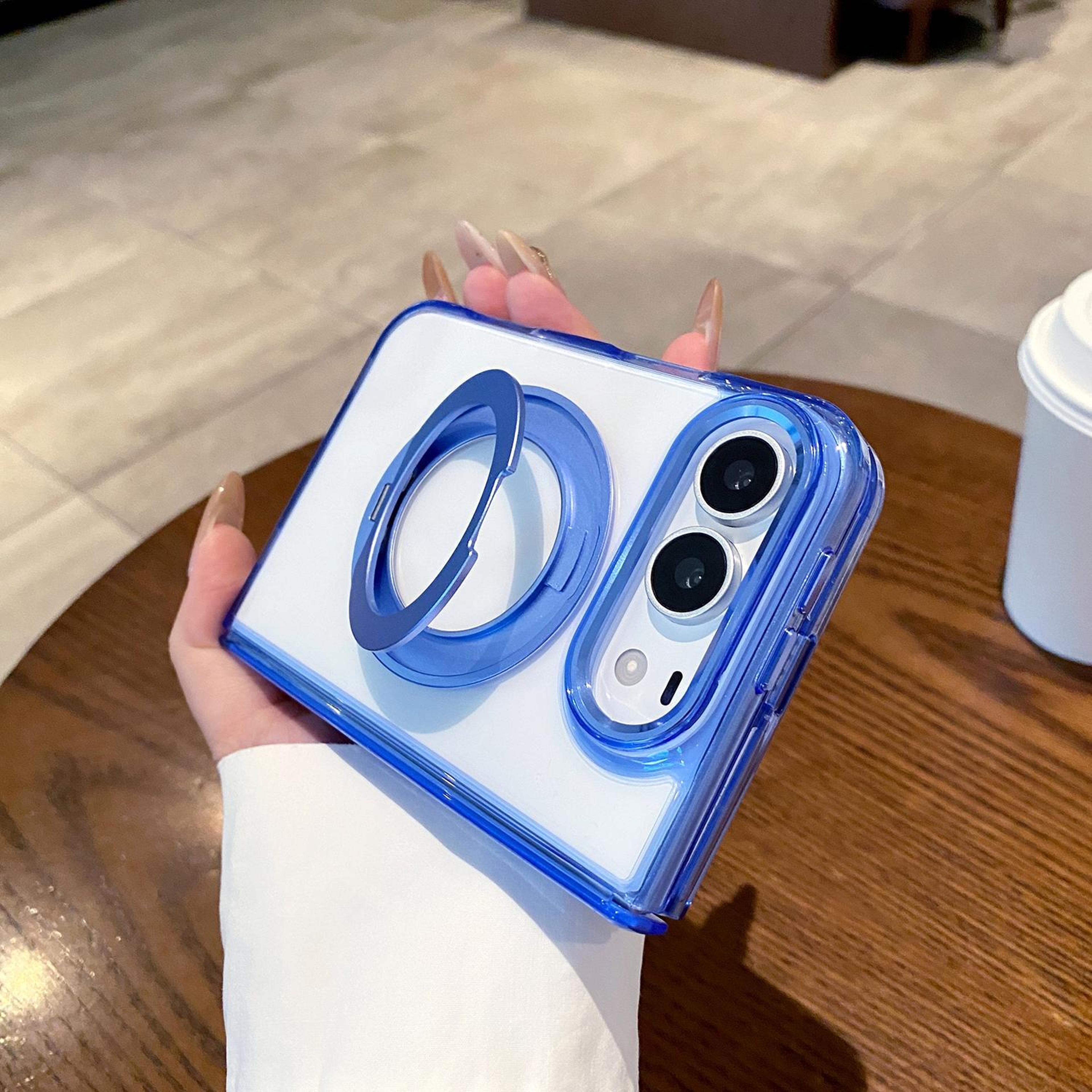 iphone duo clear magnetic case with 360° ring holder and wireless charging support