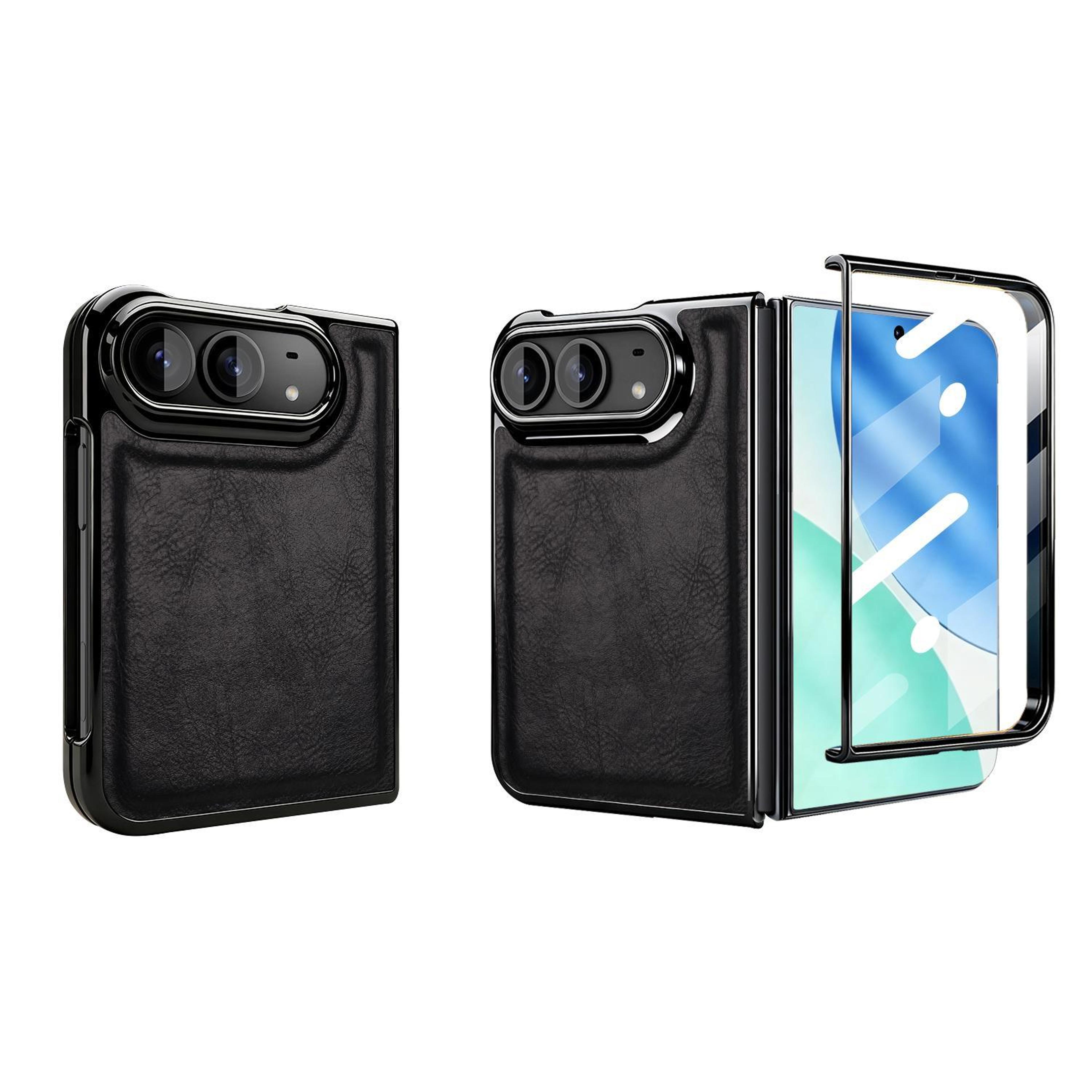 iphone duo case crazy horse texture pu leather phone case with reinforced corner protection