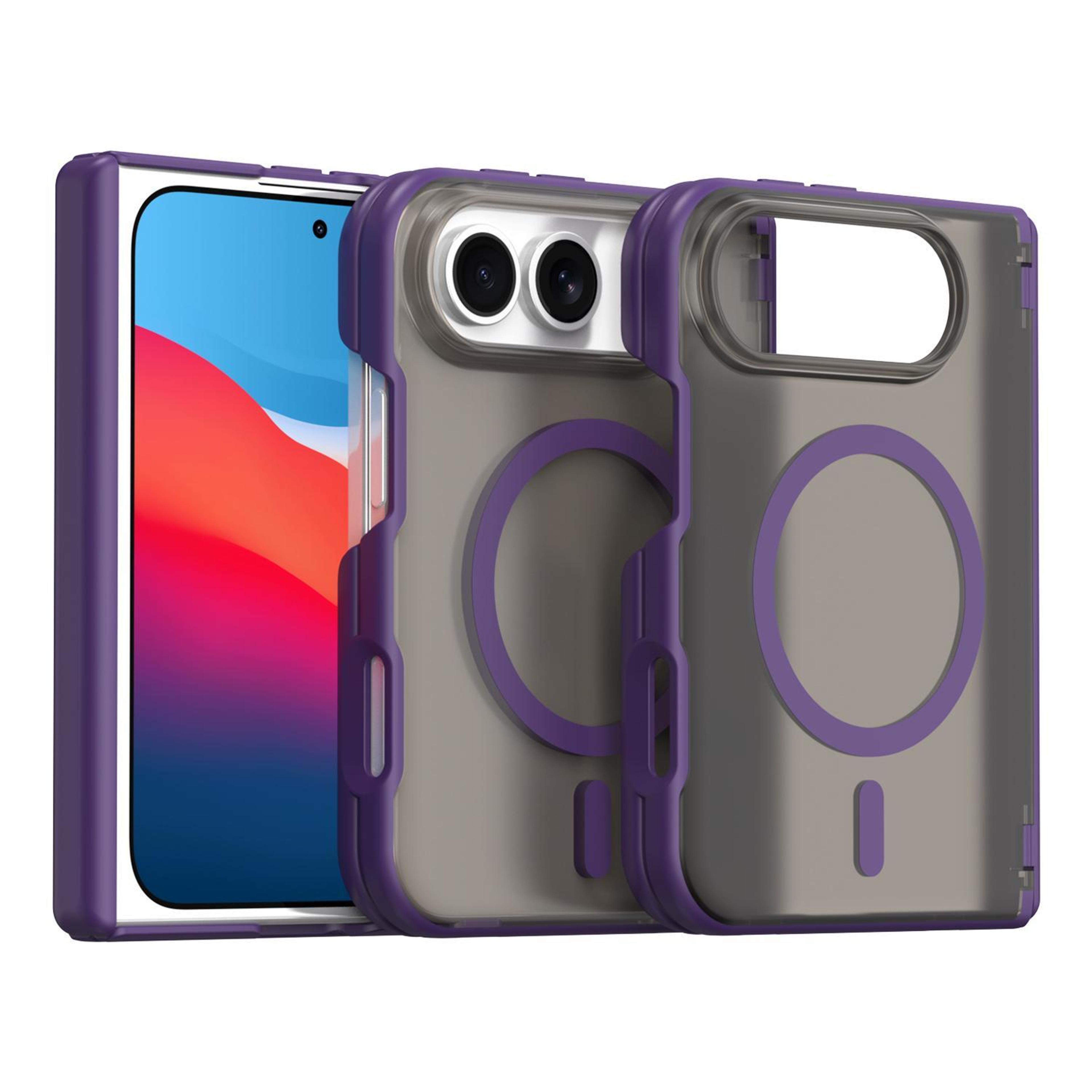 iphone duo magnetic frosted tpu pc protective case with magnetic charging ring