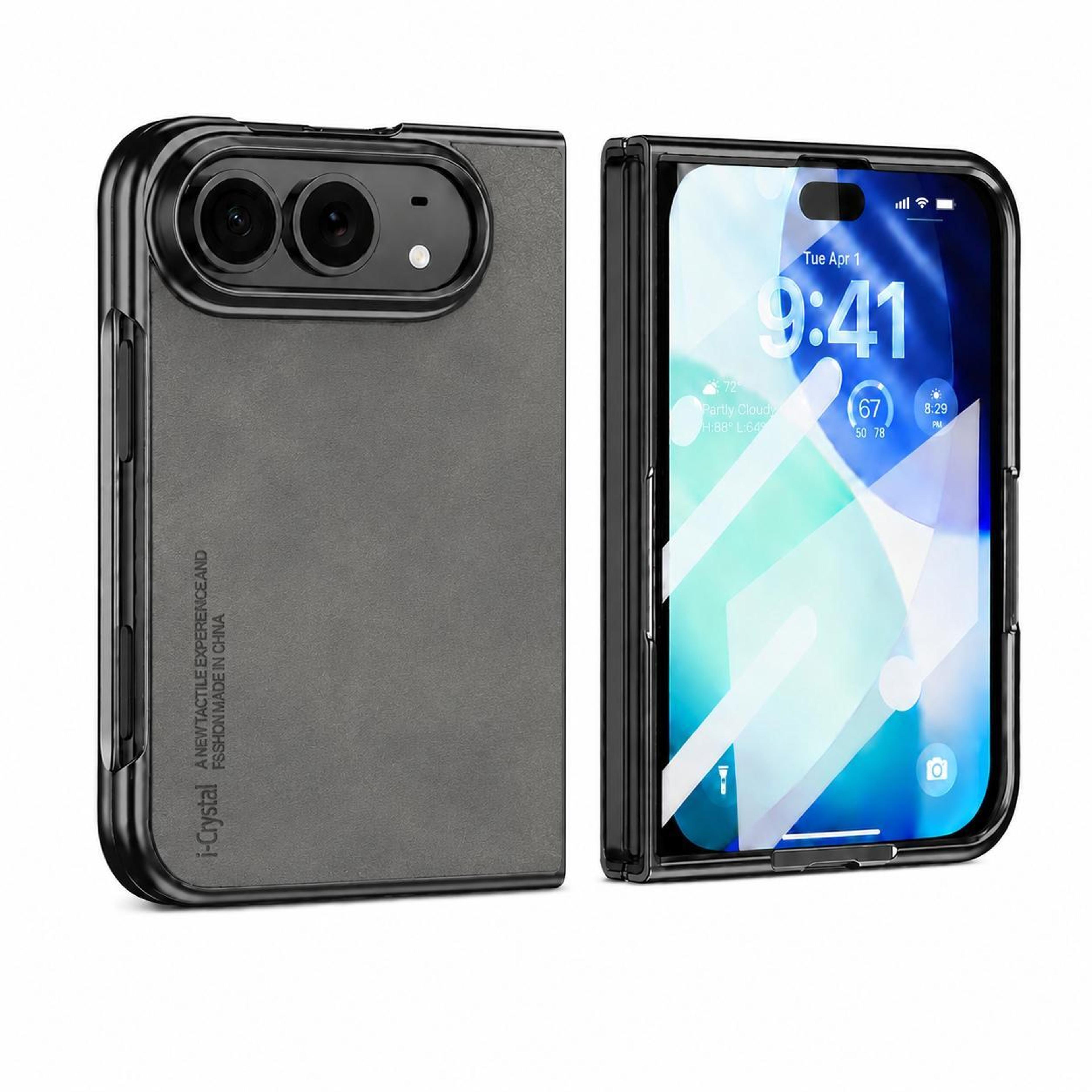 i.crystal iphone duo case with vegan leather and built-in screen protector