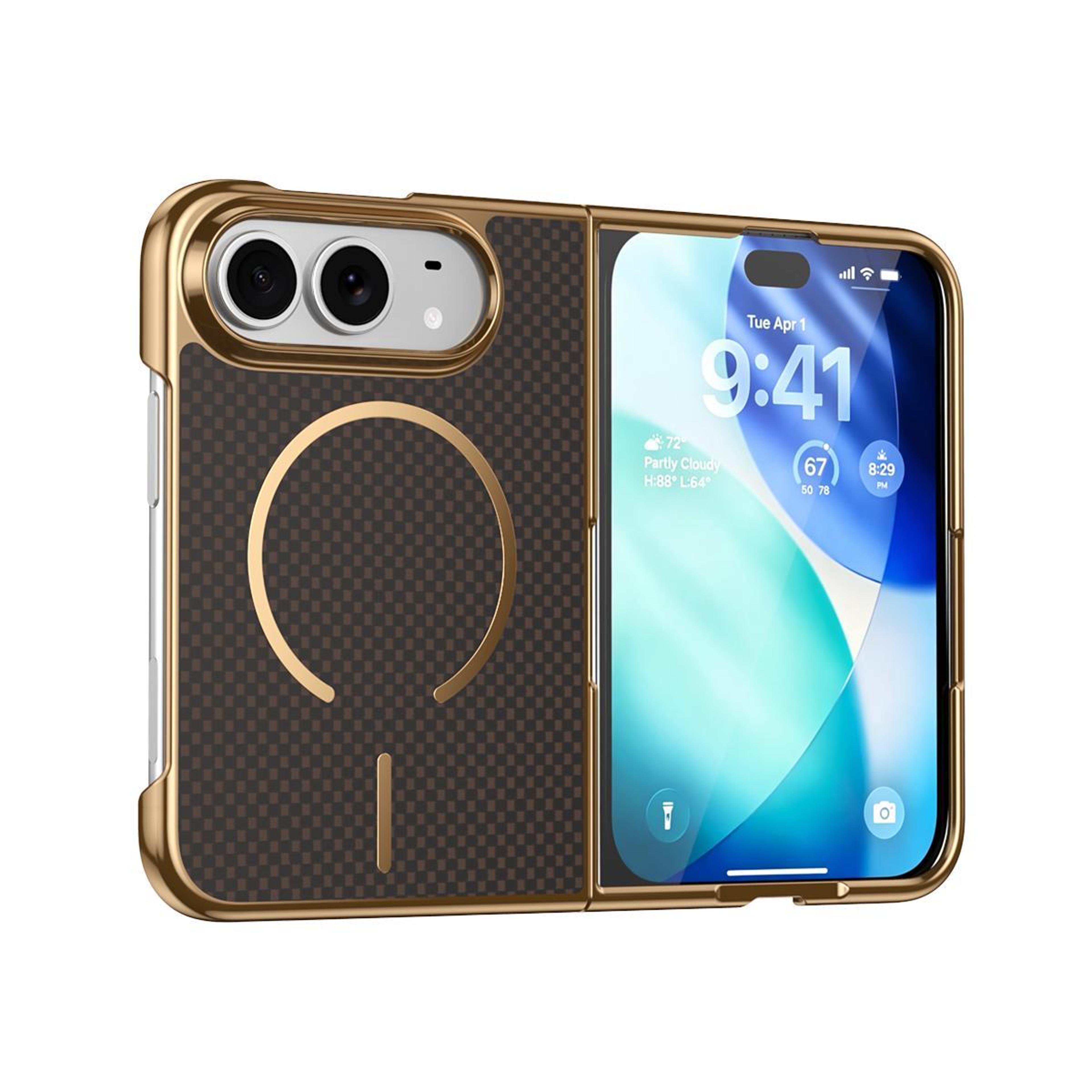 iphone duo kevlar texture magnetic case with built-in screen protector